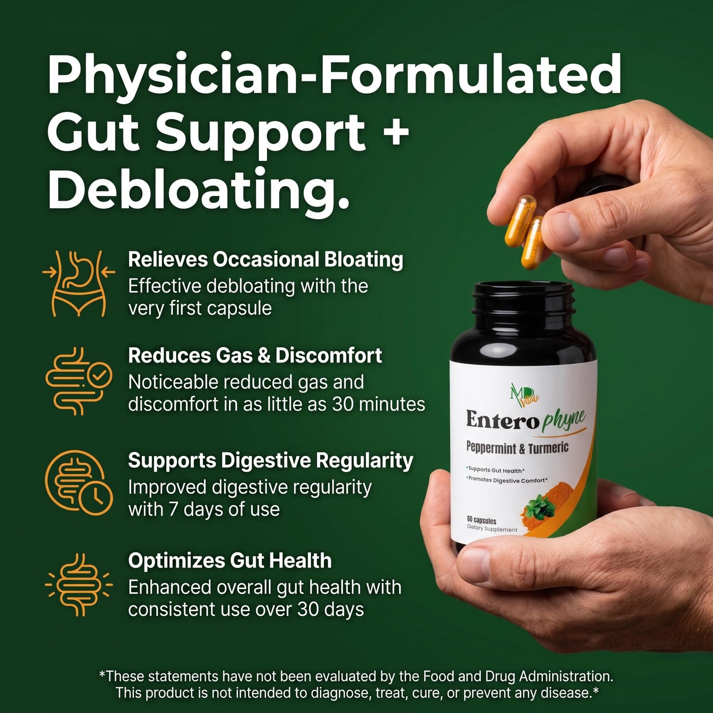 MD Vitale Enterophyne Digestive Support Supplement Capsule, 60 Veggie Capsules
