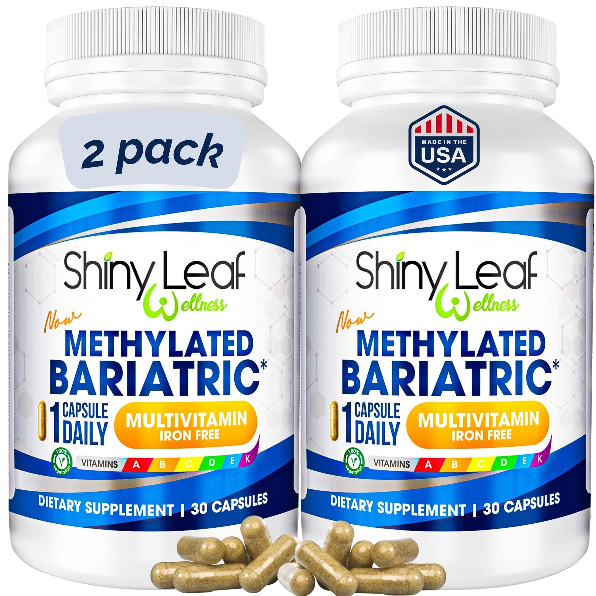 Shiny Leaf Methylated Bariatric Multivitamin Without Iron Capsule, 60 Count