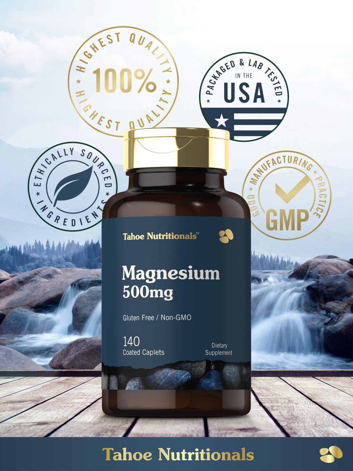 Tahoe Nutritionals Magnesium 500mg Caplets 140 Count