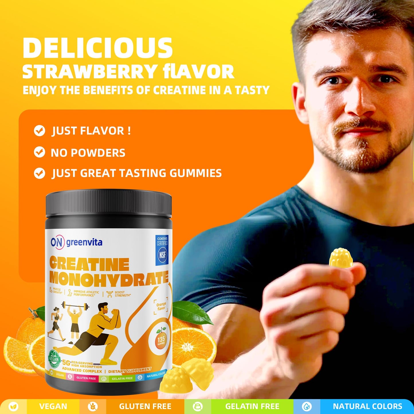 ON GREENVITA NUTRITION Creatine Monohydrate Gummies 135 Gummies