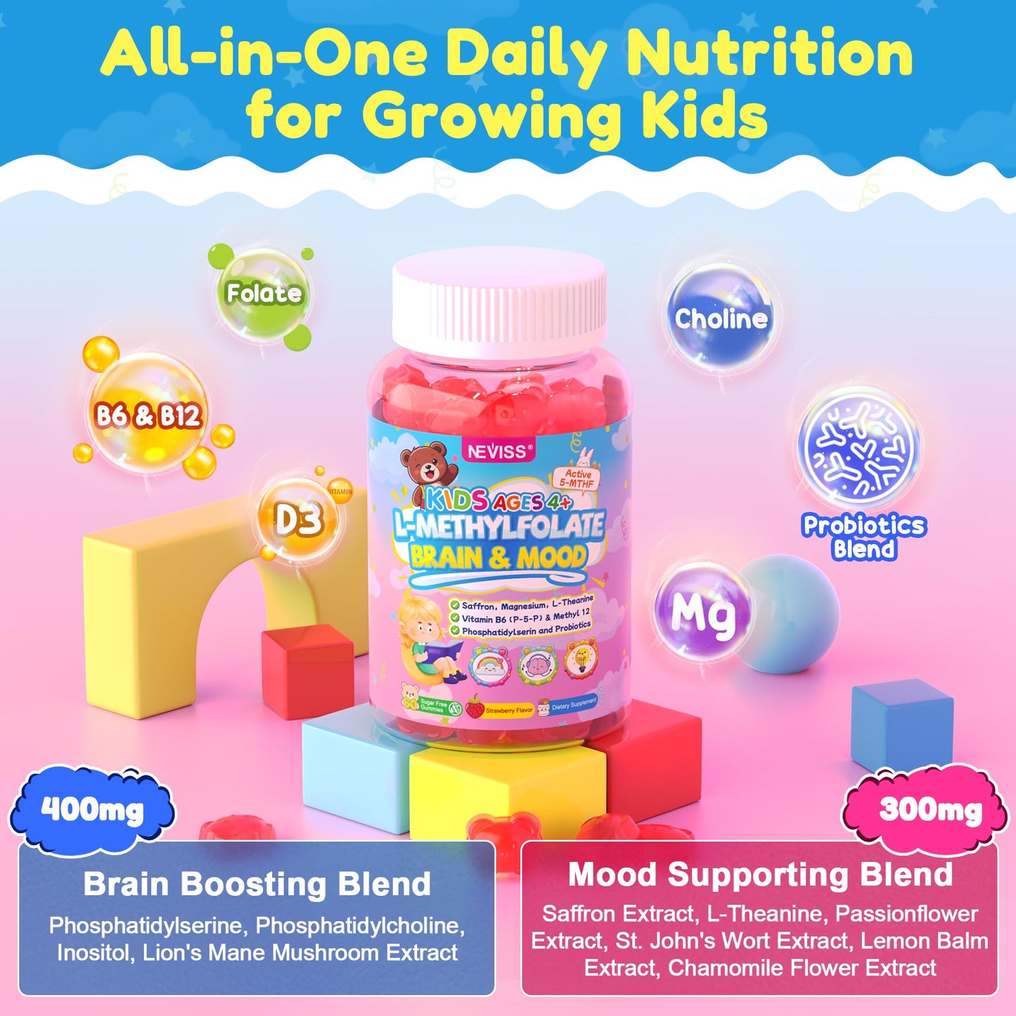 NEVISS Kids L-Methylfolate Gummies 120 Count