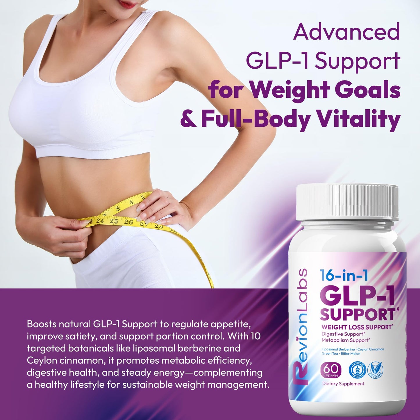 Revion LABS GLP-1 Support Weight Loss Supplement Capsule, 60 Count