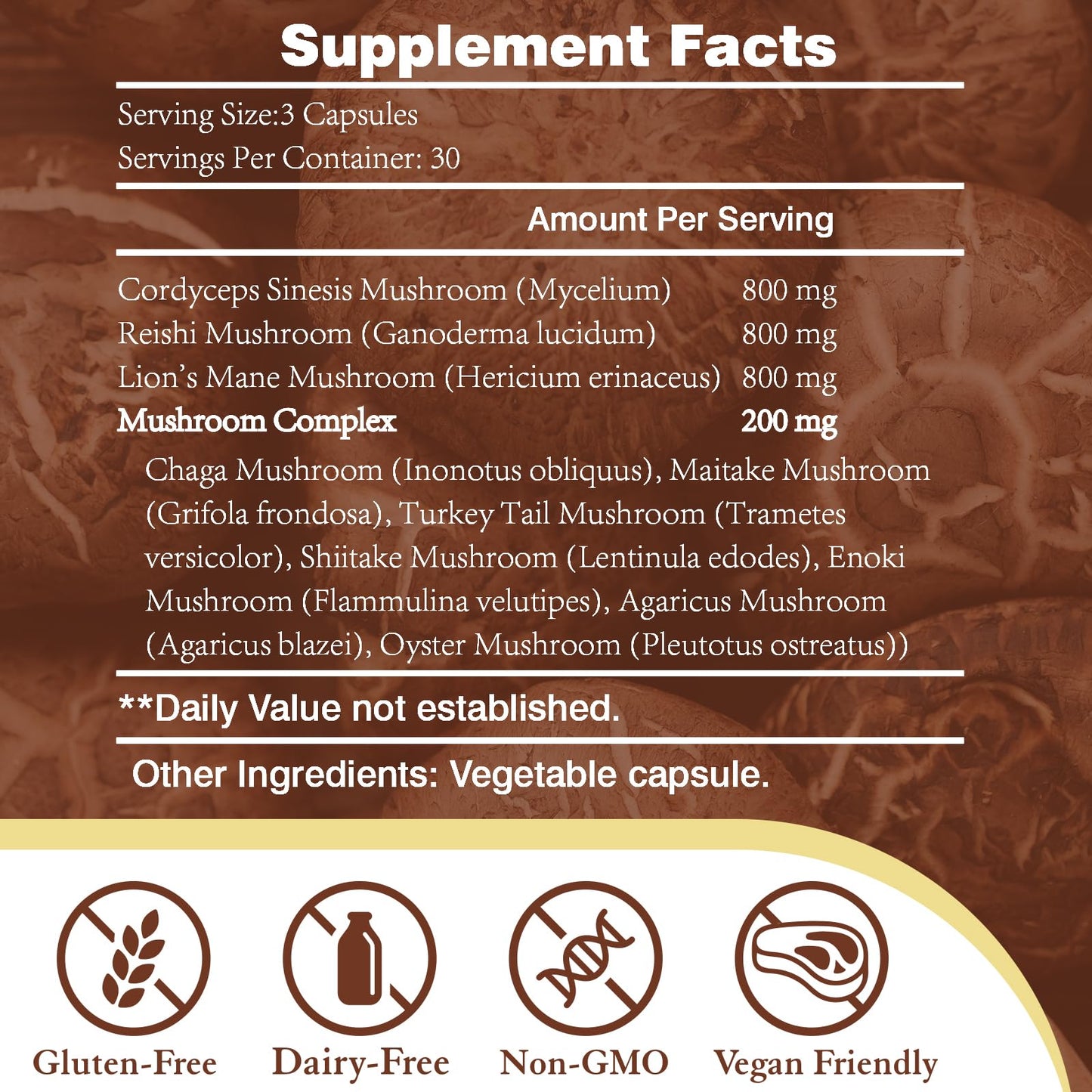 Generic SANIMAGEN Mushroom Supplement 2600mg, 10-in-1 Mushrooms Blend with Lions Mane, Cordyceps, Turkey Tail, Shiitake, 90 Capsules