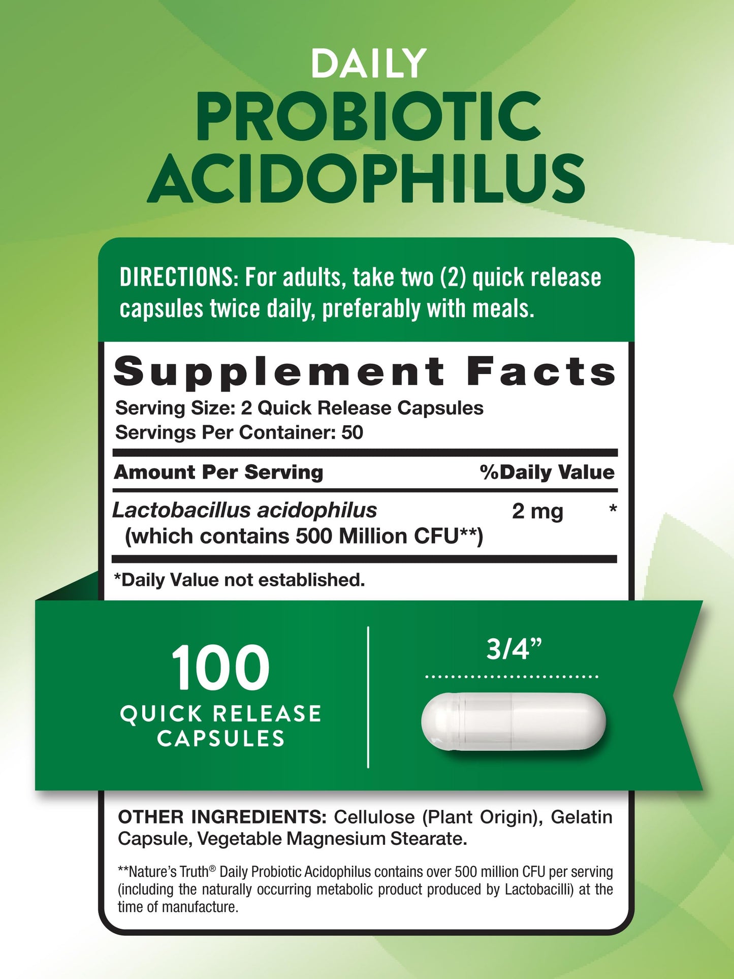 Nature's Truth Probiotics for Men and Women Capsules, 100 Count