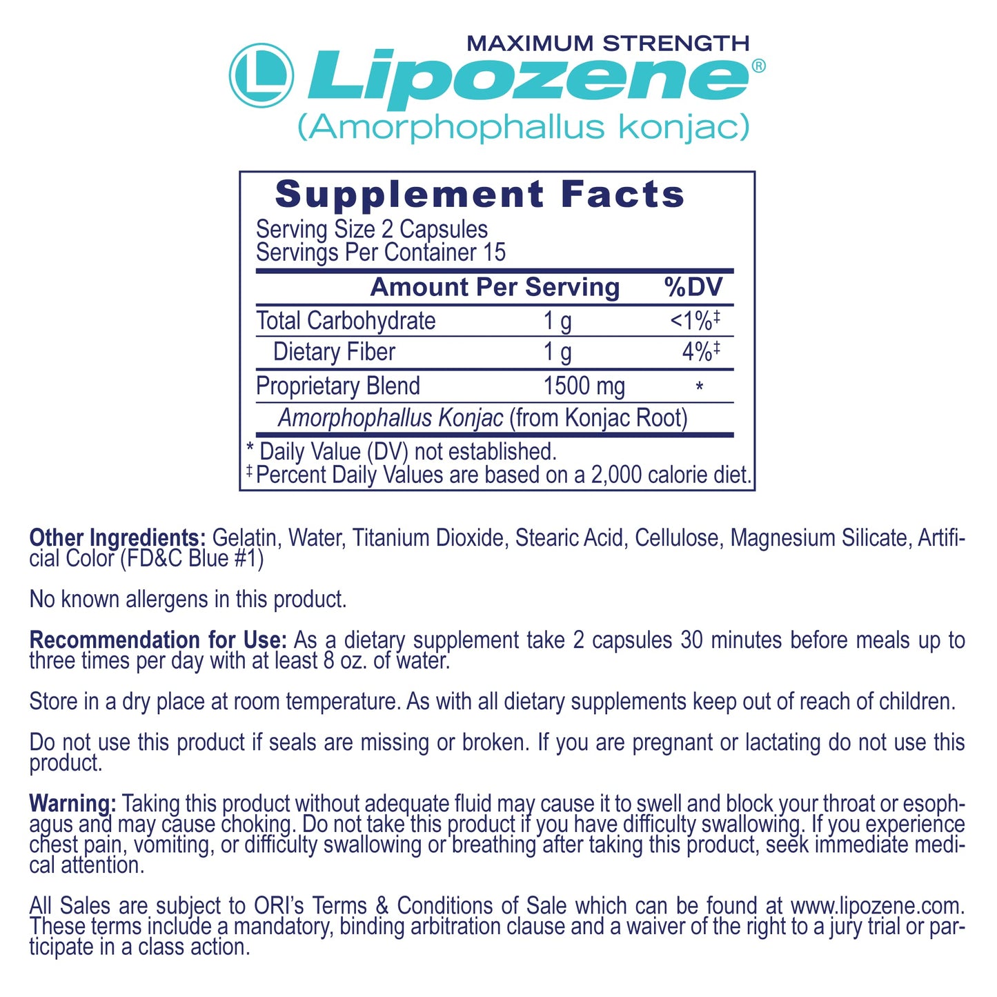 Lipozene Weight-Management Fiber Supplement Capsule 90 Capsules