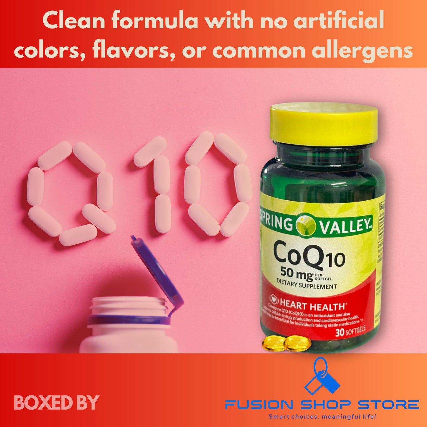Fusion Shop Store CoQ10 50mg Softgels, 30 Count