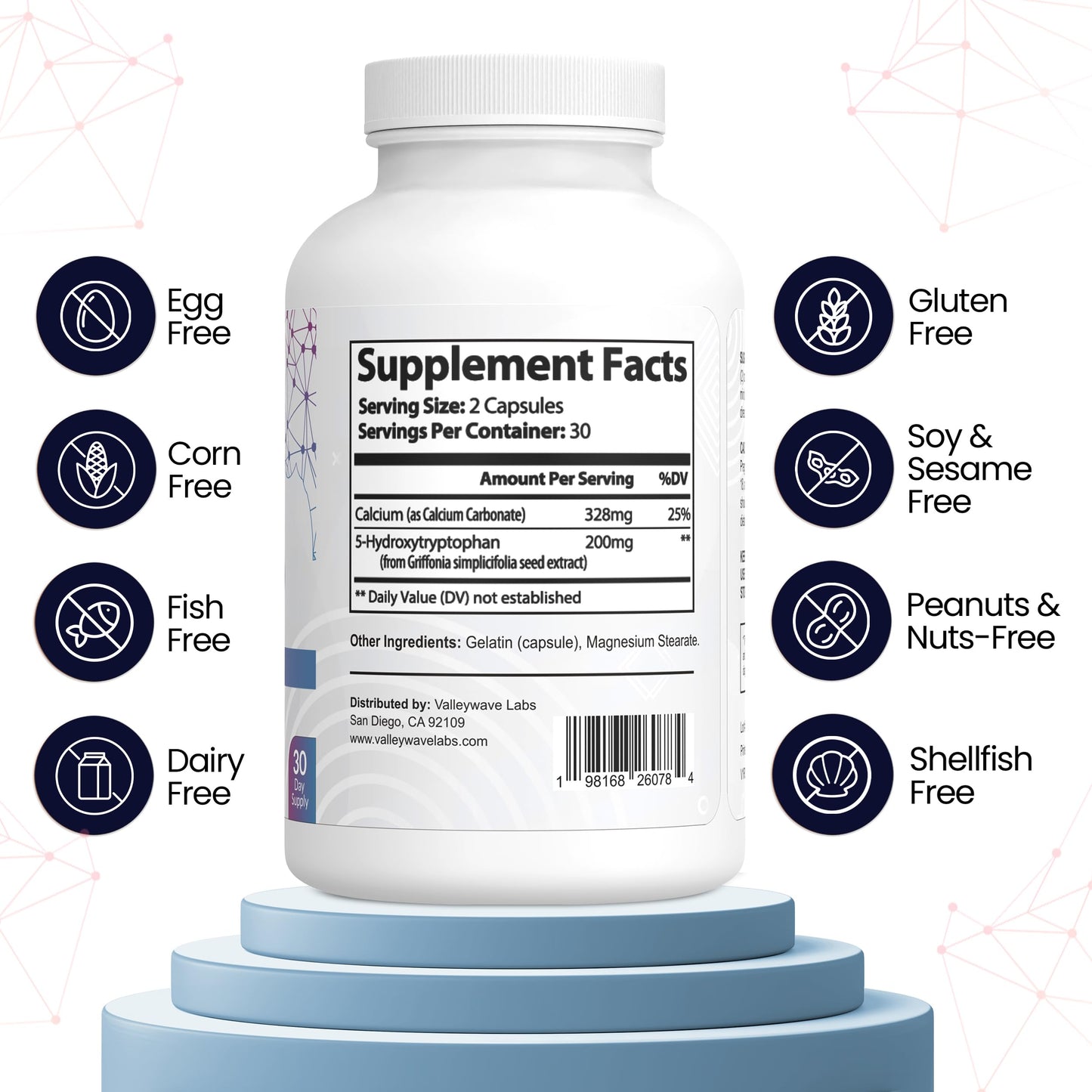 Valleywave Labs 5-HTP 200mg Capsule, 60 Capsules