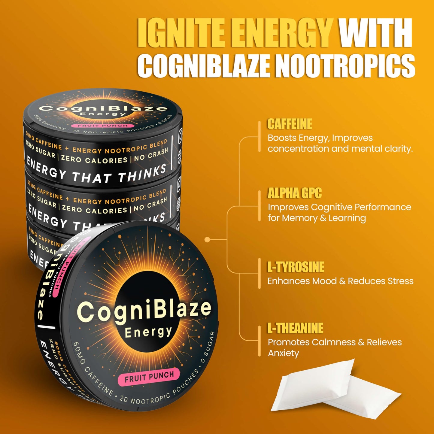 CogniBlaze Nootropic Pouches Caplets 80 Count