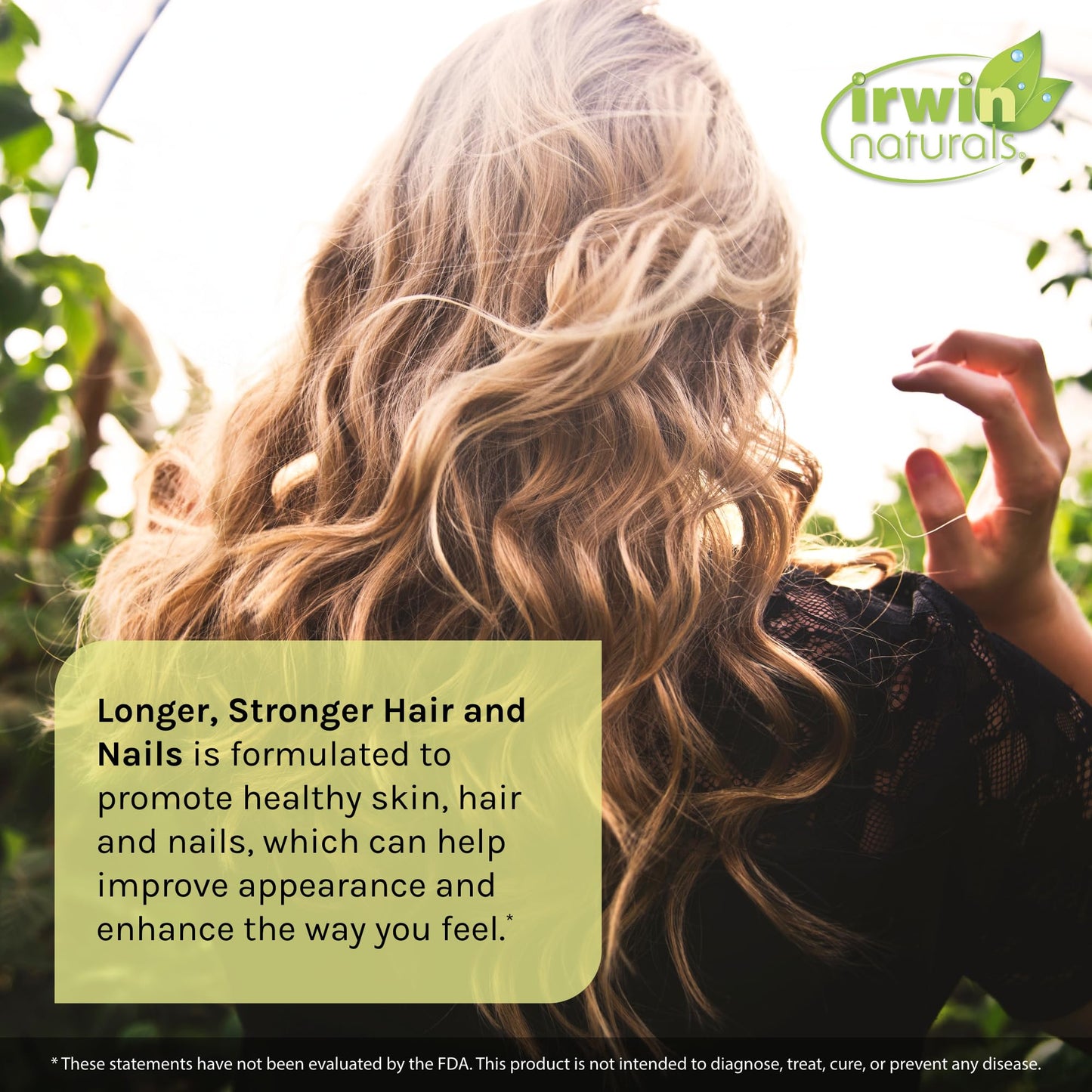 Irwin Naturals Longer, Stronger Hair and Nails - Promotes Vibrant Shine Texture & Strength, 60 Softgels