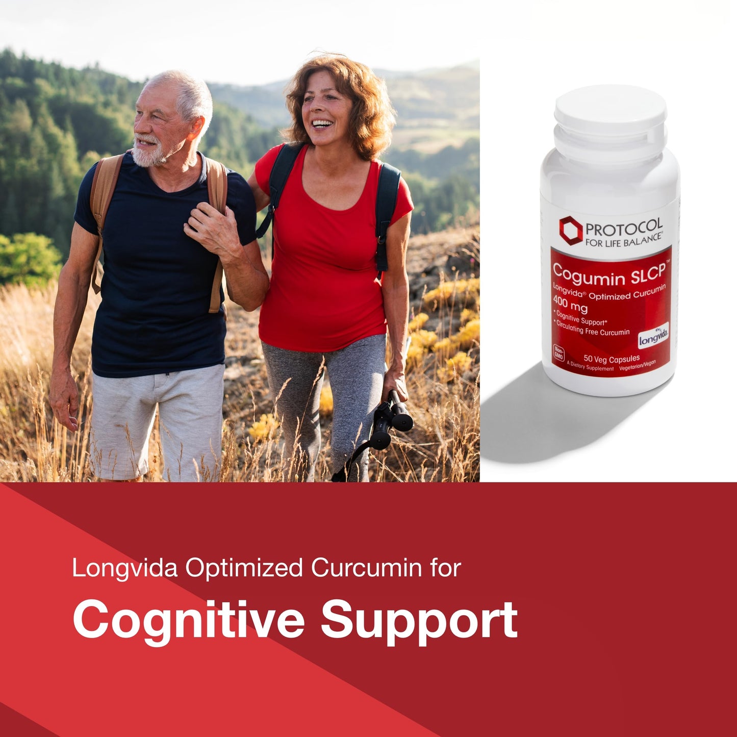 Protocol for Life Balance Cogumin SLCP 400mg Curcumin - Neurological Support* - with Curcuma Longa Extract - Cognitive Support Supplement* - Vegan-Friendly & Non-GMO, 50 Veg Capsules
