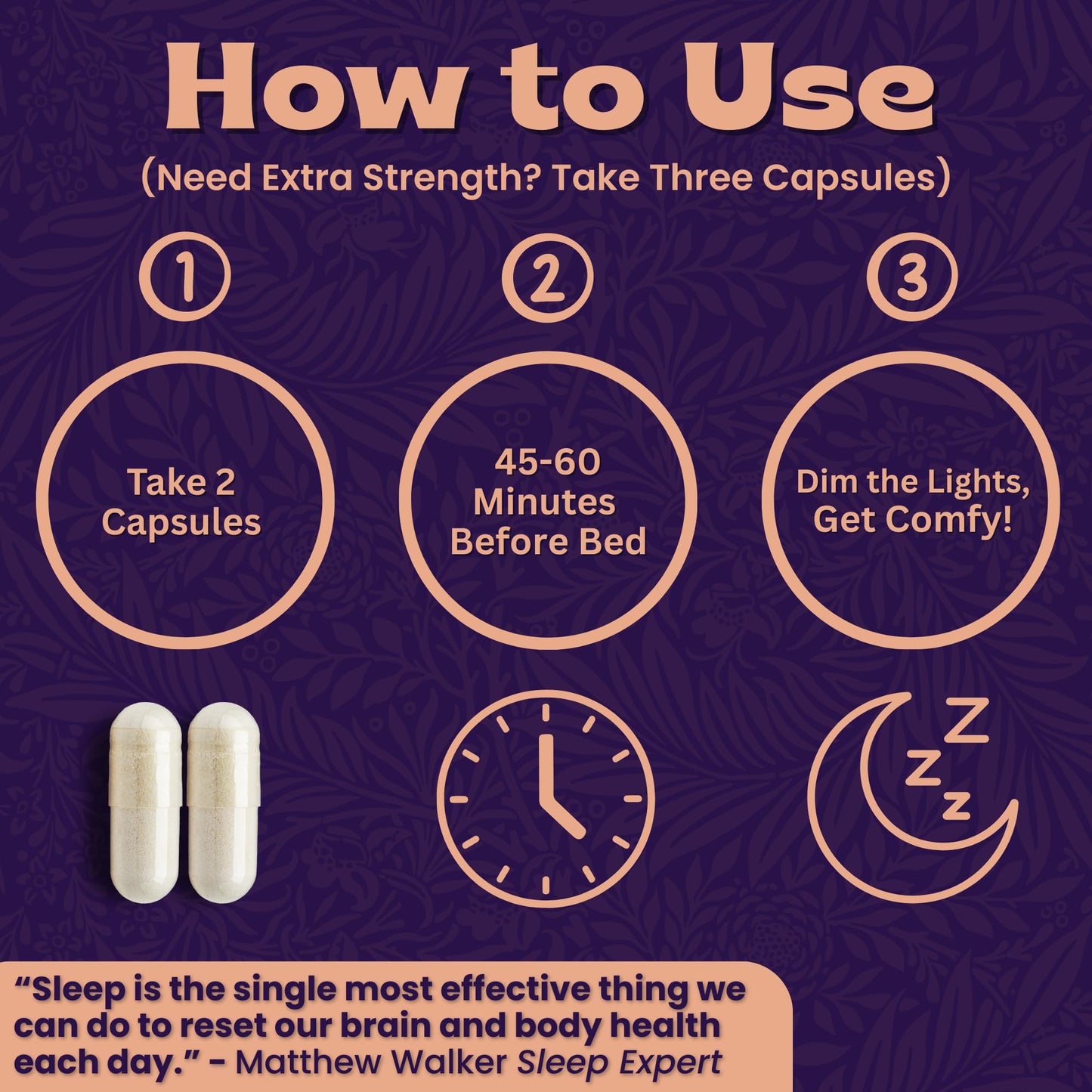 Local Nutrition Natural Sleep Aid with Magnesium Glycinate, Reishi Mushroom Extract, L-Theanine, Apigenin, and Melatonin, 60 Capsules
