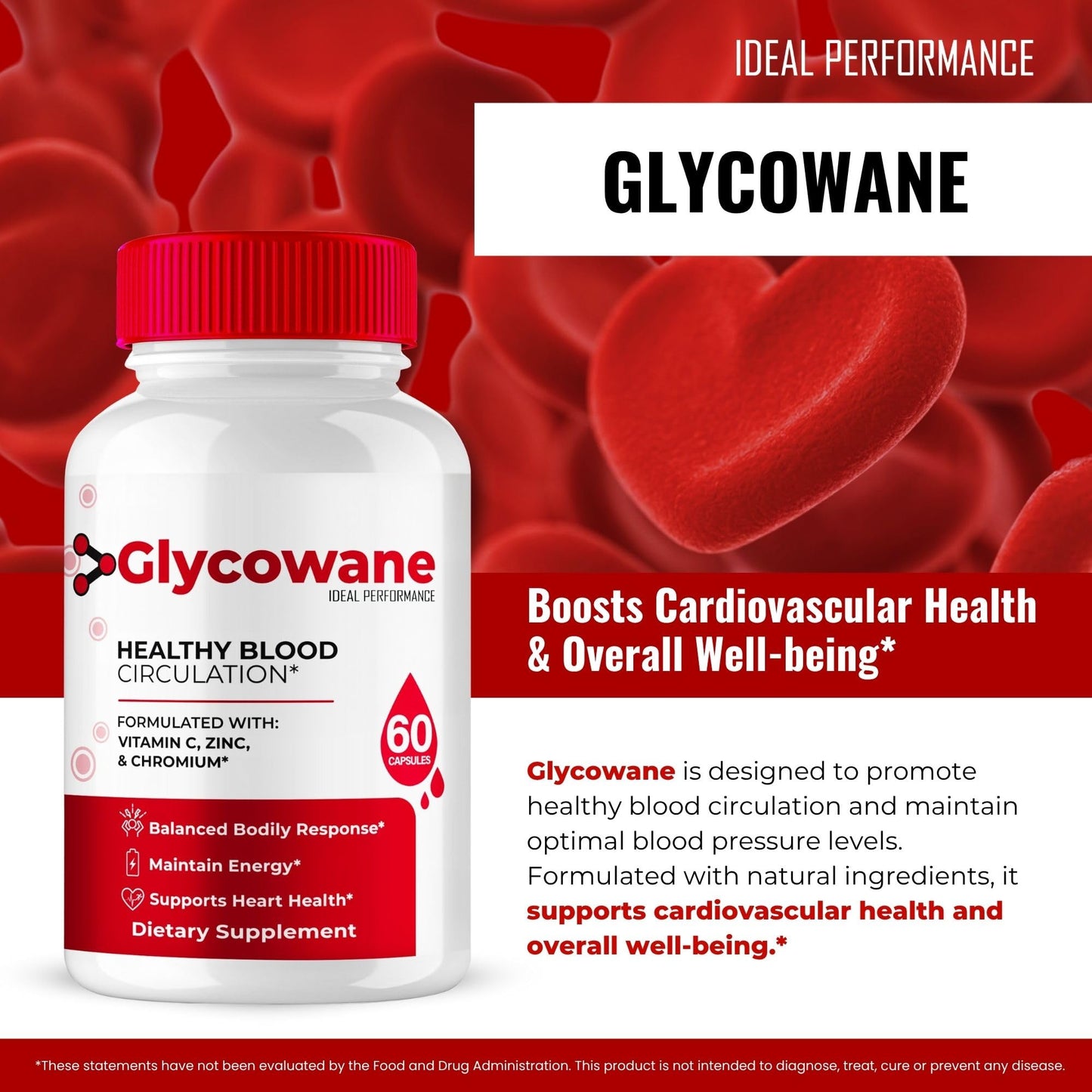 IDEAL PERFORMANCE Glycowane Advanced Blood Formula Capsules, 180 Capsules