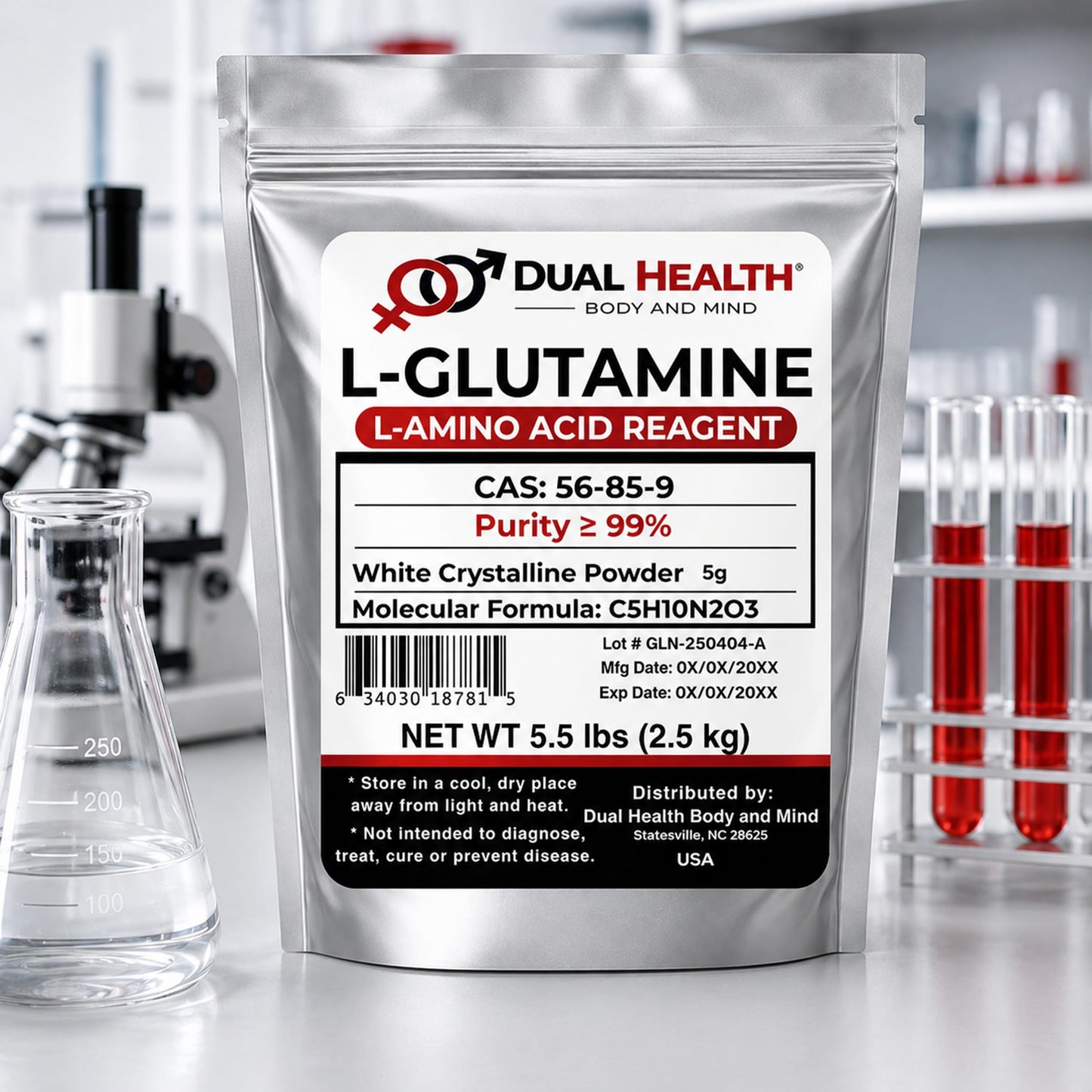 Dual Health Body & Mind L-Glutamine Powder 2.2 Ounce