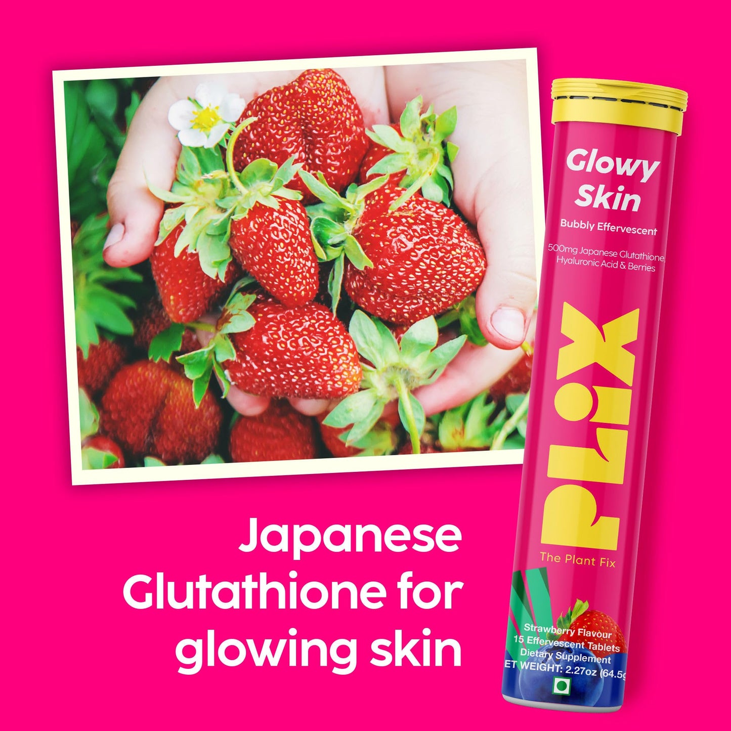 PLIX - THE PLANT FIX Glutathione Tablets with Vitamin C for Clear and Youthful Skin, 15 Tablets
