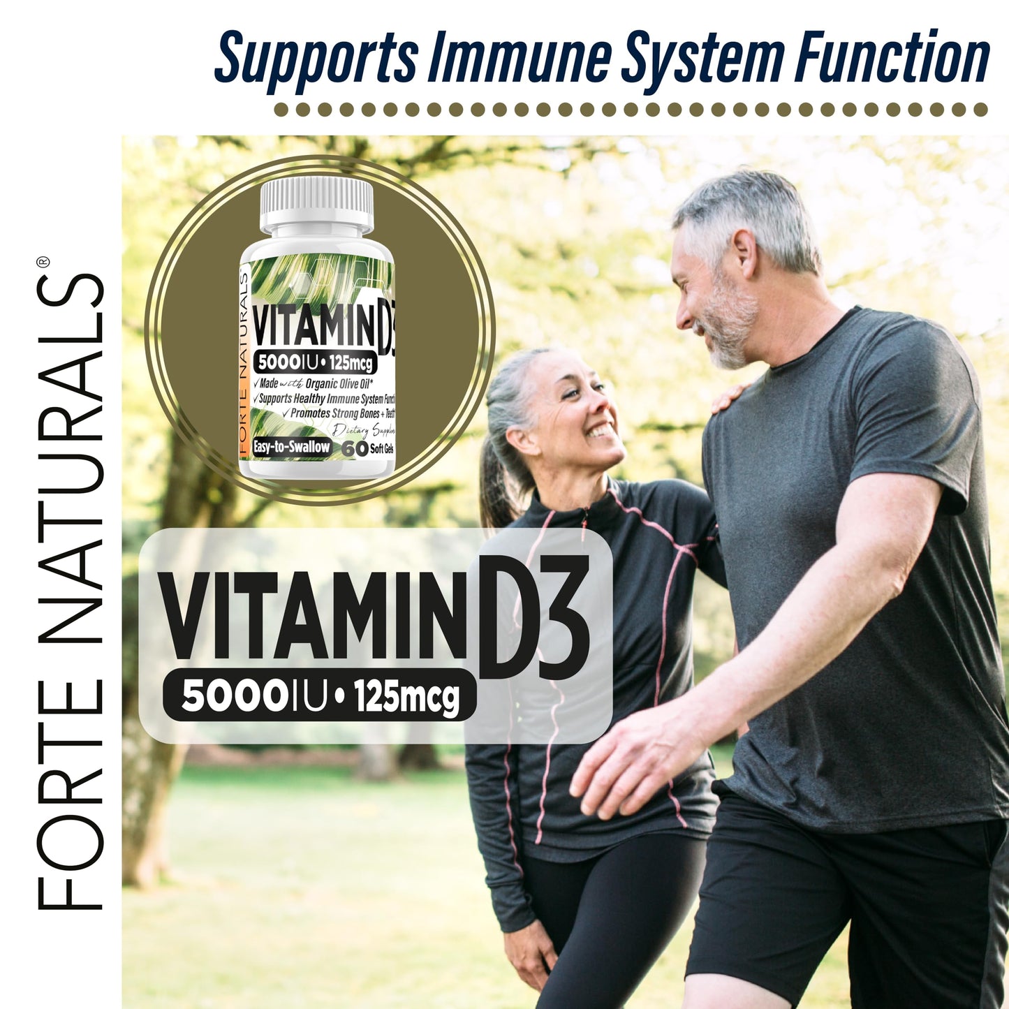 FORTE NATURALS Vitamin D3 5000 IU (125 mcg) Softgels 60 Count