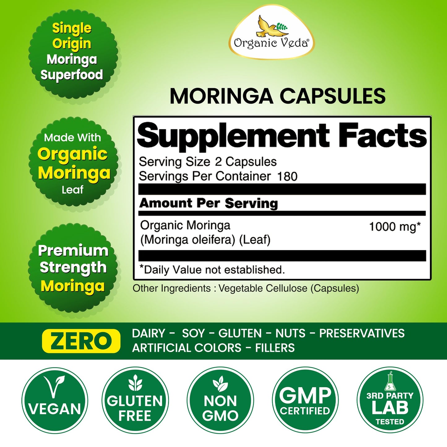 Organic Veda Moringa 1000mg Capsule, 360 Capsules