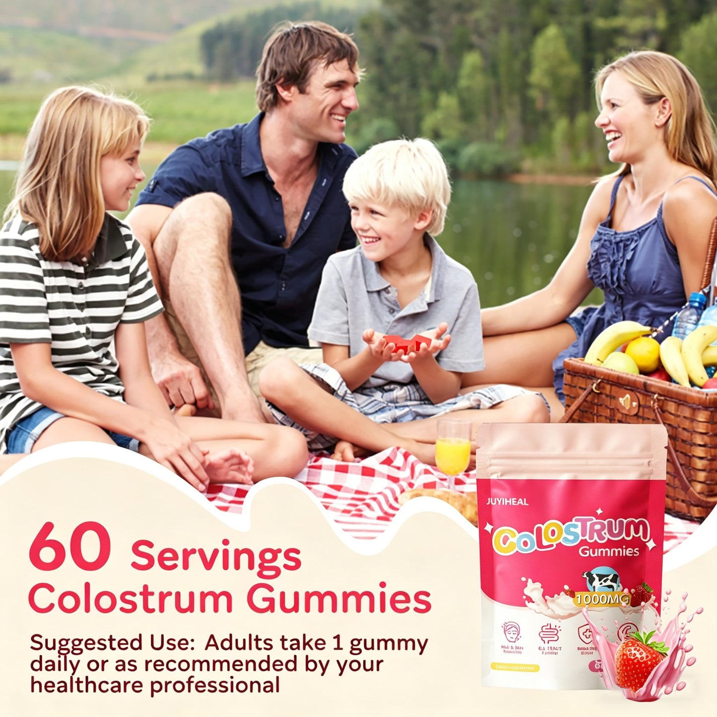 JUYIHEAL Core Bovine Colostrum Gummies Gummy 60 Count