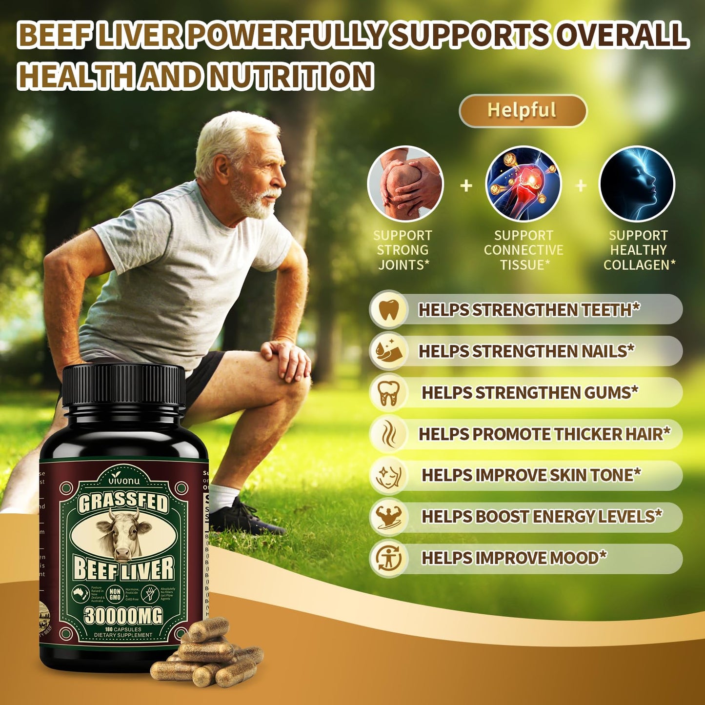 VivoNu Beef Organ Supplement for Women Capsules, 180 Capsules