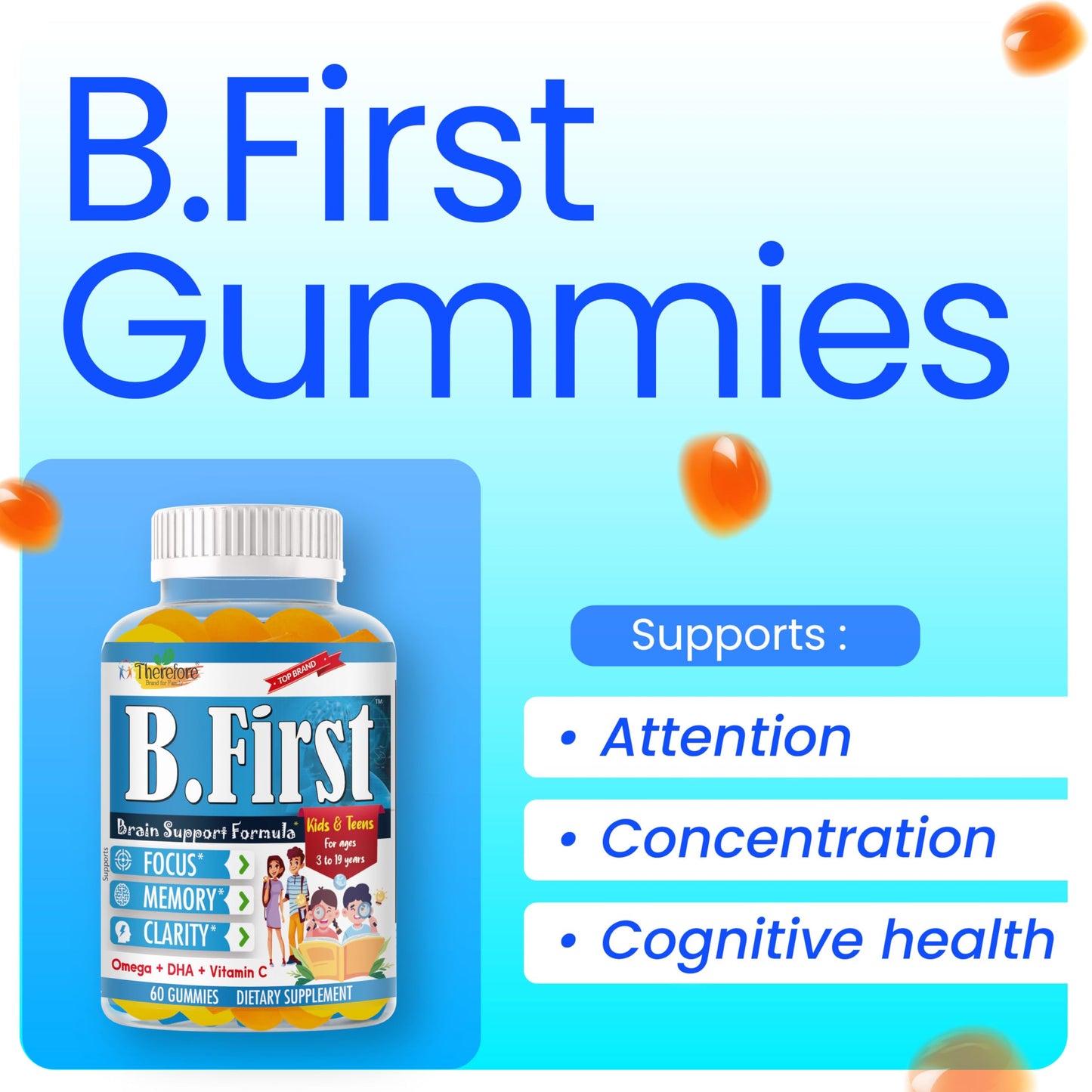 Therefore B.First Brain Focus Gummies, 60 Count