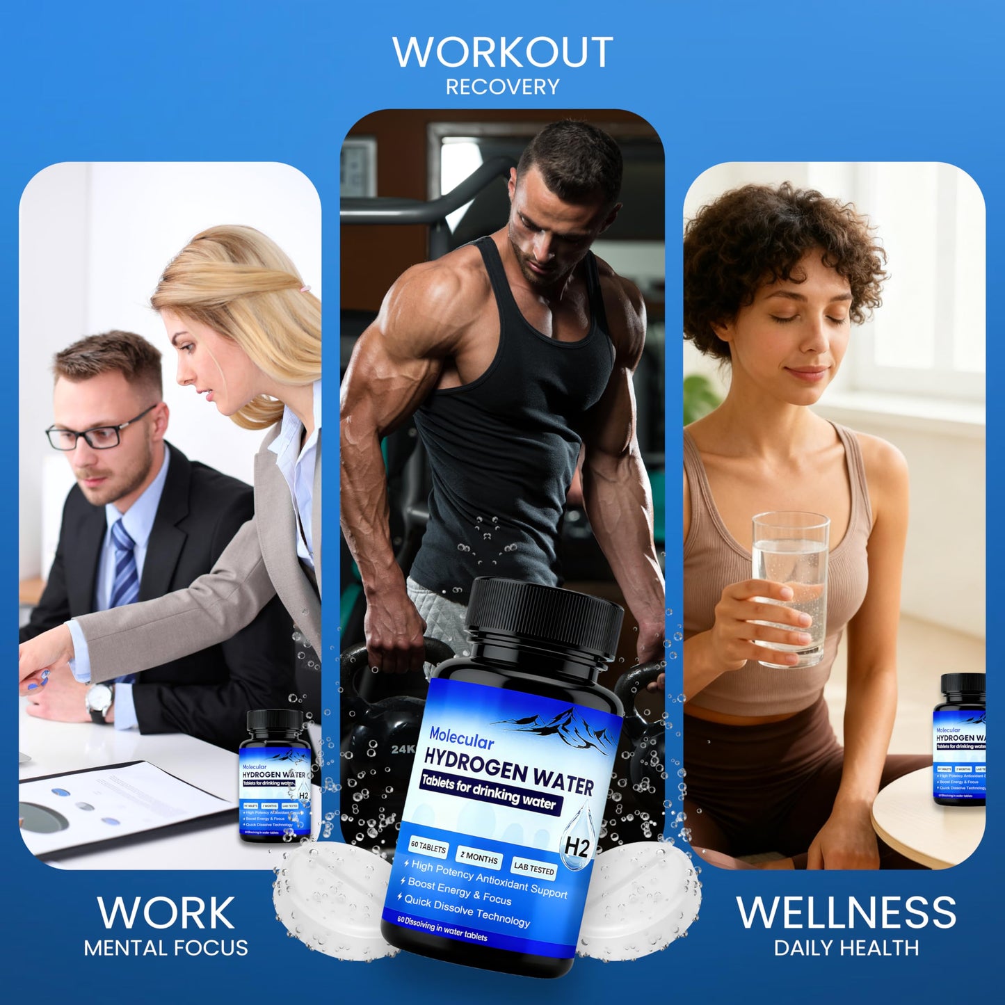 AUCIER Molecular Hydrogen Water Tablets, 60 Tablets