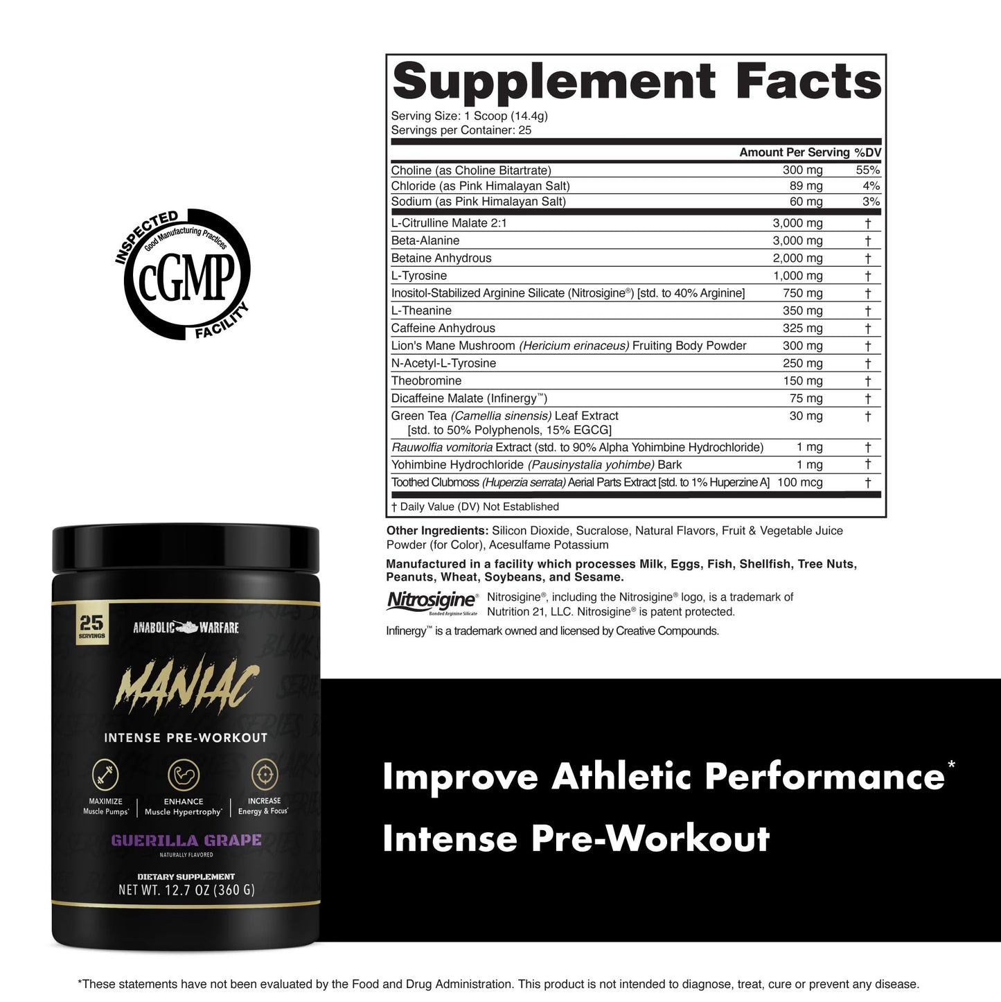 Anabolic Warfare Black Series Maniac Powder 12.7 Ounce