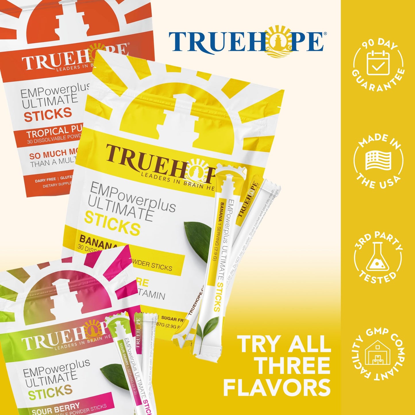 Truehope Multivitamin Nootropic Pouches with Inositol Once-Per-Day EMPowerplus Ultimate Sticks Powder 3.07