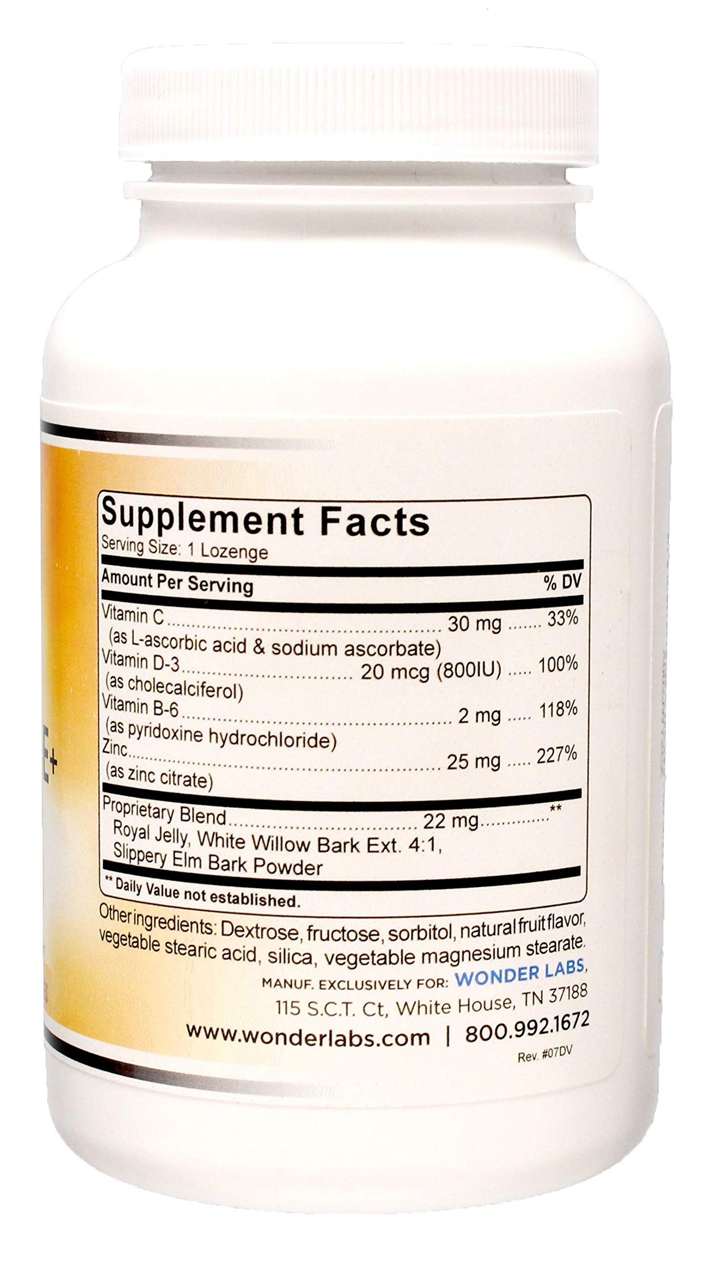 Wonder Laboratories Zinc Lozenges with Vitamin C Tablet, 100 Count