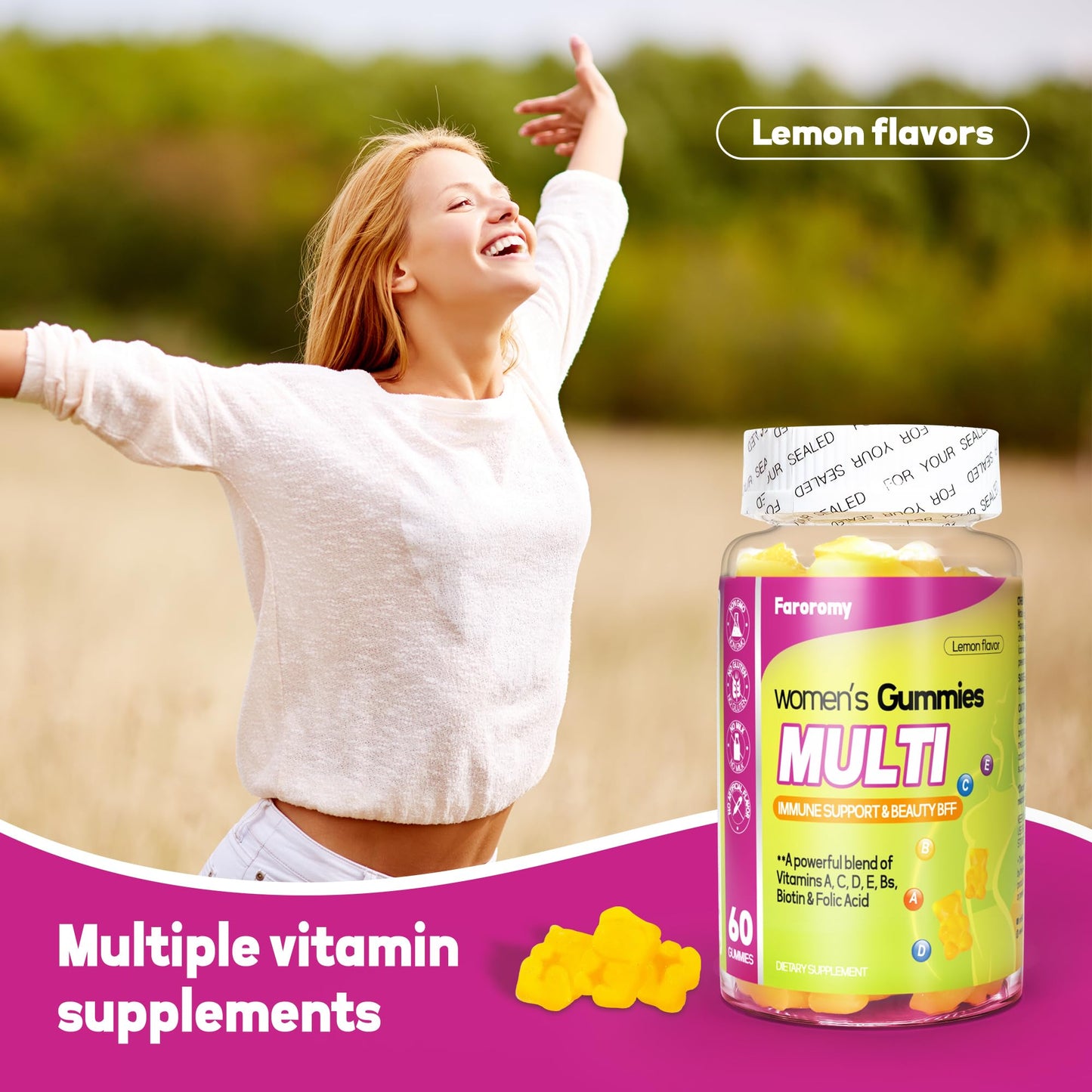 Faroromy Multivitamin for Women Gummy 60 Count