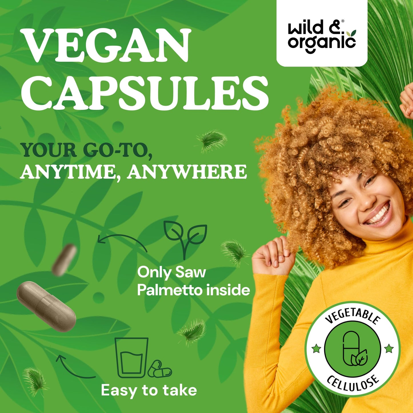 Wild & Organic Saw Palmetto Capsules 500 mg, 120 Count