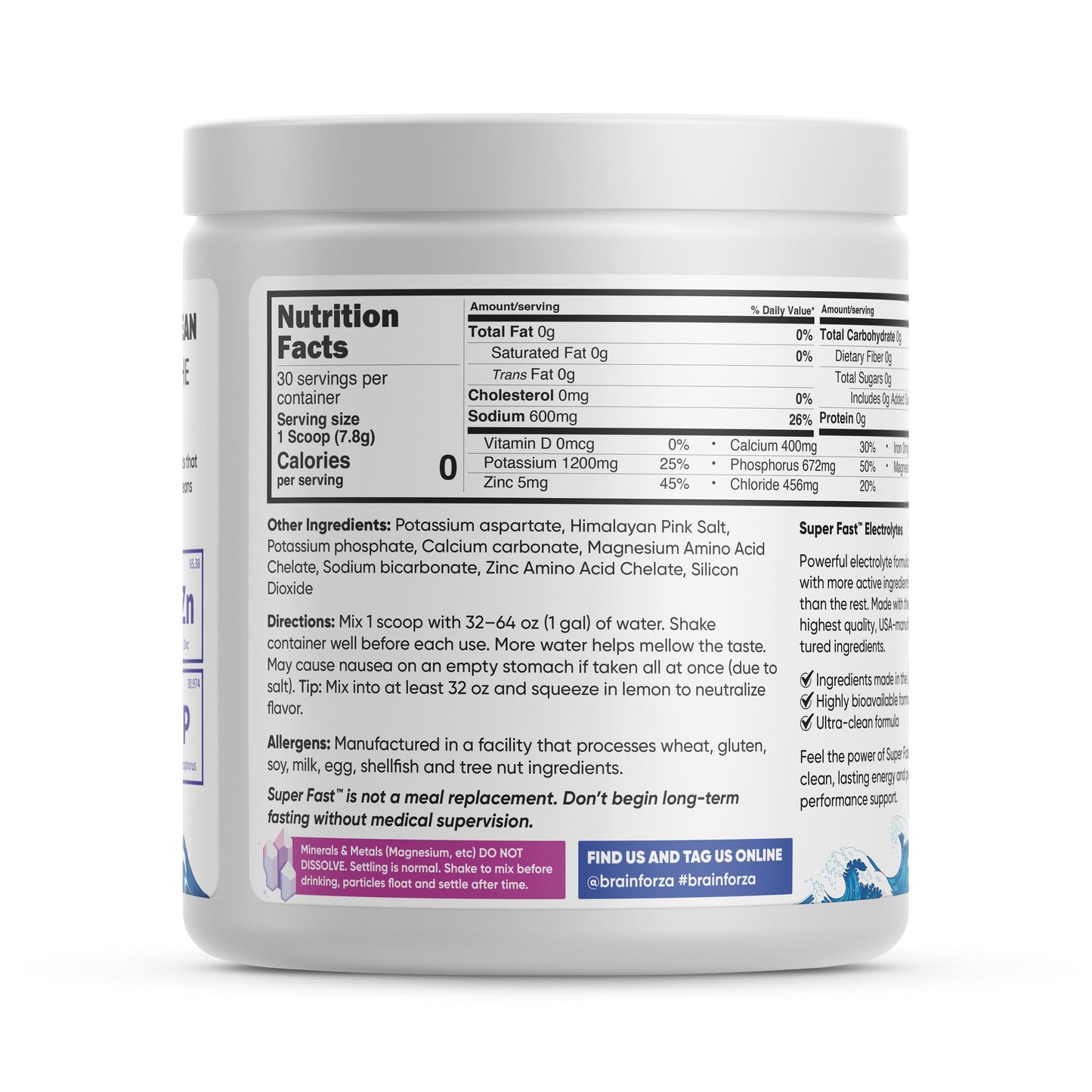Brain Forza Super Fast Keto Electrolytes for Fasting Powder 8.46 oz