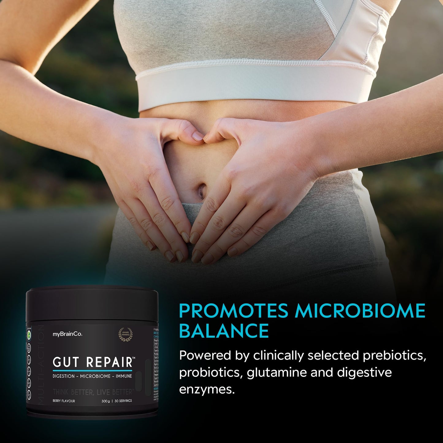 myBrainCo Gut Repair – Gut Health & Digestion Support Powder, 10.58 oz