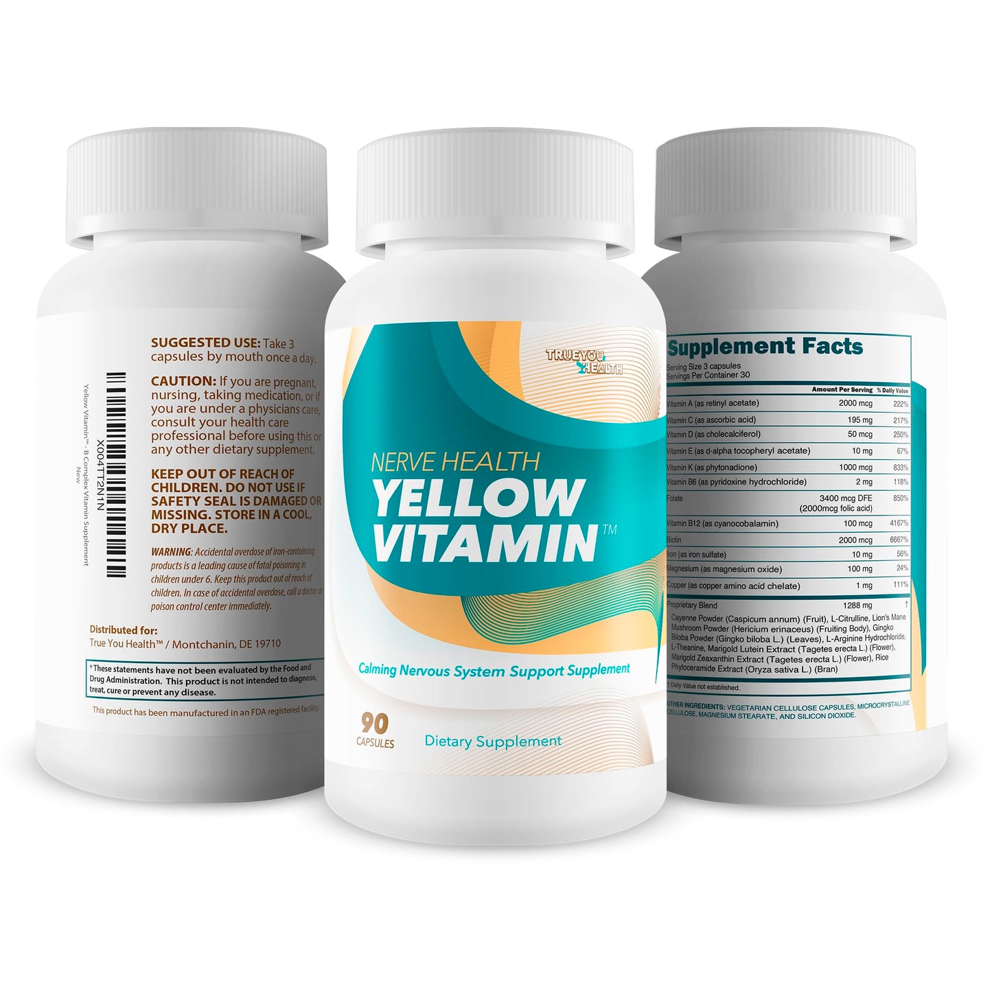 True You Health Vitamin B Complex Nerve Support Capsule, 90 Count