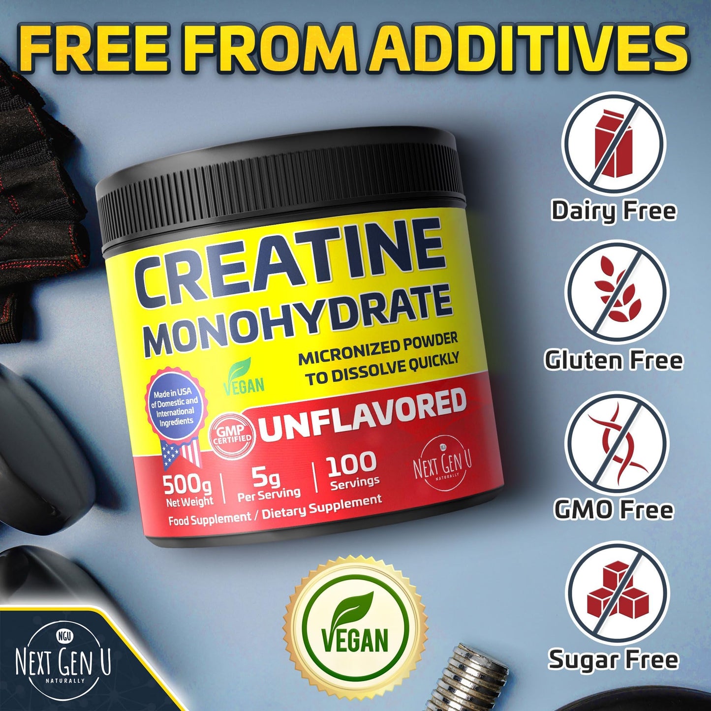NGU Next Gen U Vegan Creatine Monohydrate Powder 17.637