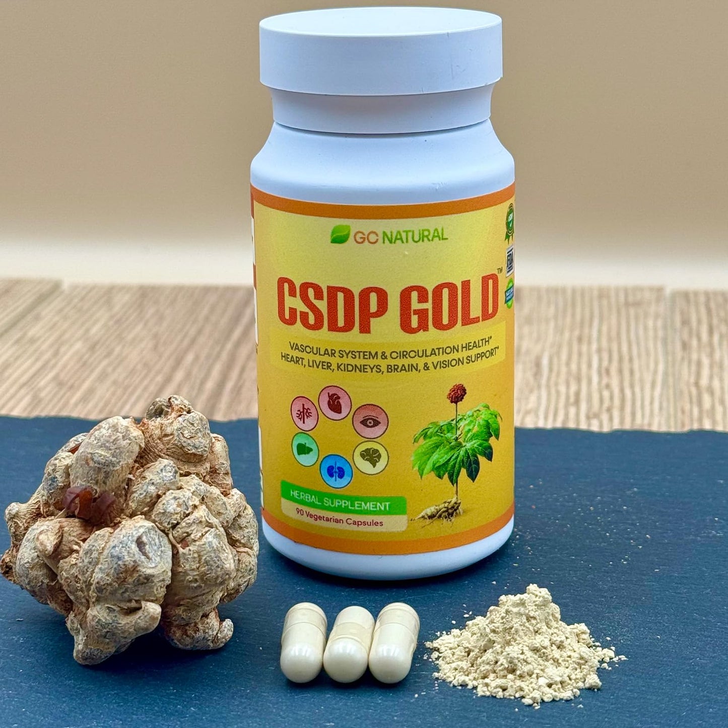 GC Natural CSDP Gold Ginseng Herbal Supplement Capsules, 1 Count