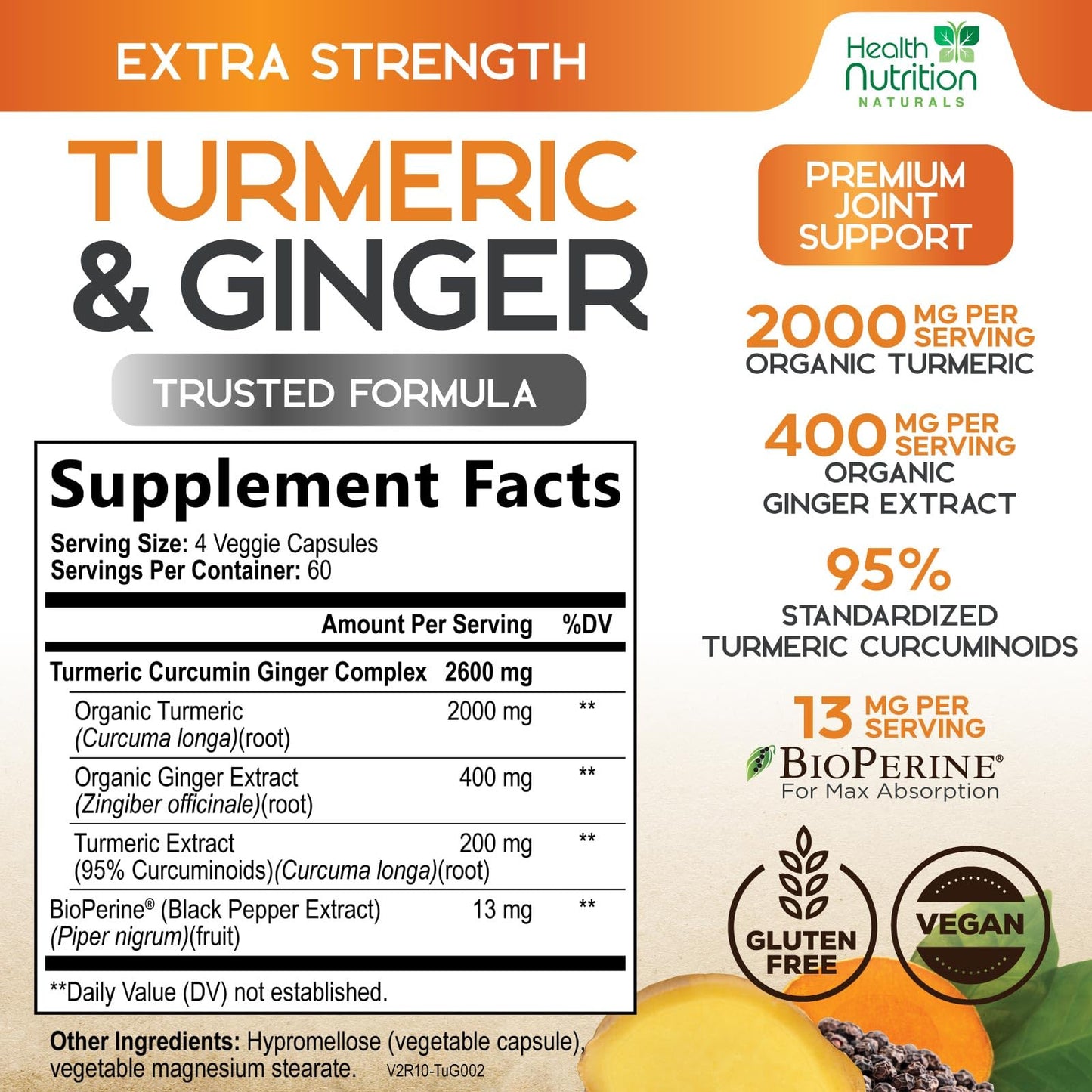 Health Nutrition Naturals Turmeric Curcumin Supplement Capsules, 240 Count