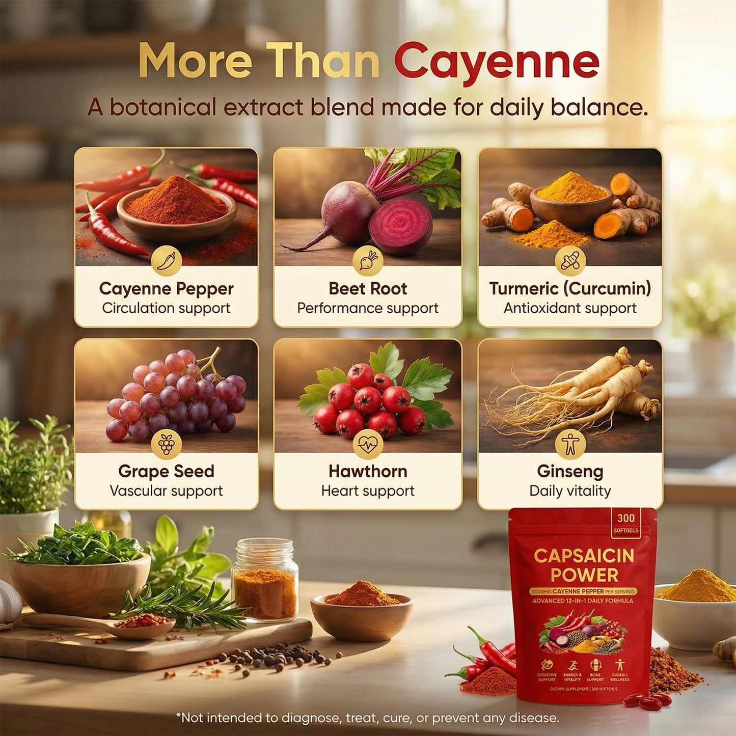 Peehss Capsaicin Power Cayenne Pepper Softgels with Vitamin E, D3 & K2, Grape Seed, Beetroot & Turmeric Extract, 300 Softgels