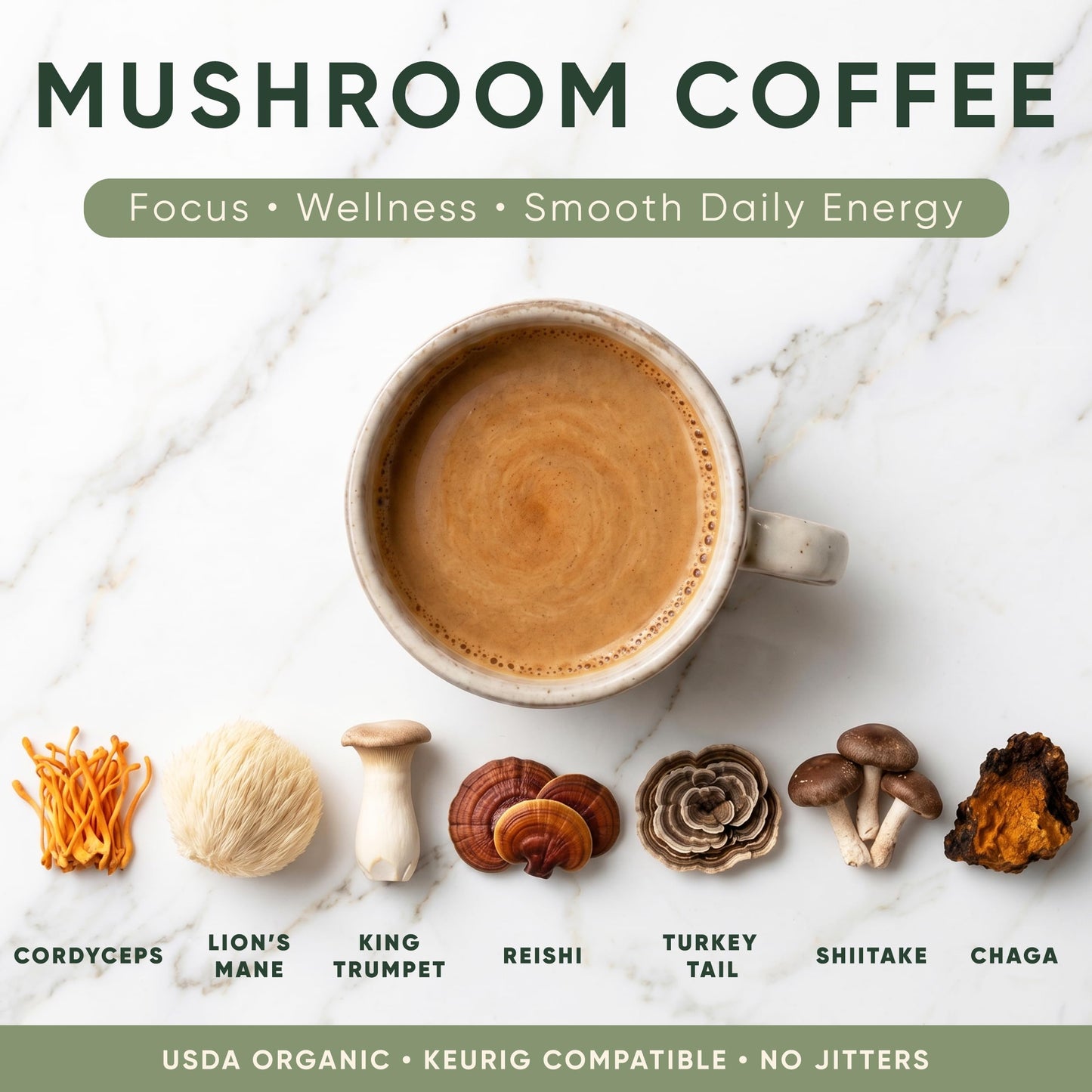 LYFE Organic Instant Mushroom Coffee Powder 8.47 Ounce