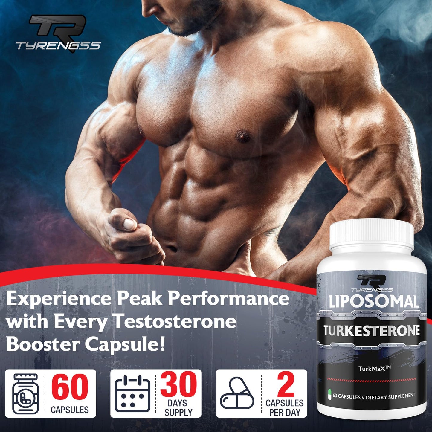 TyRengss Liposomal Turkesterone Supplement for Men 60 Capsules