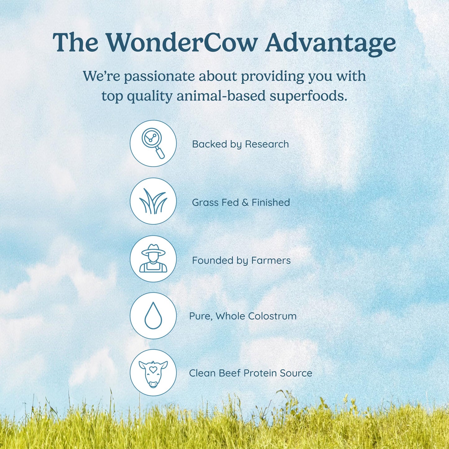 WONDERCOW Beef Protein Isolate Powder w/Bovine Colostrum Supplement, Chocolate, 30 Servings