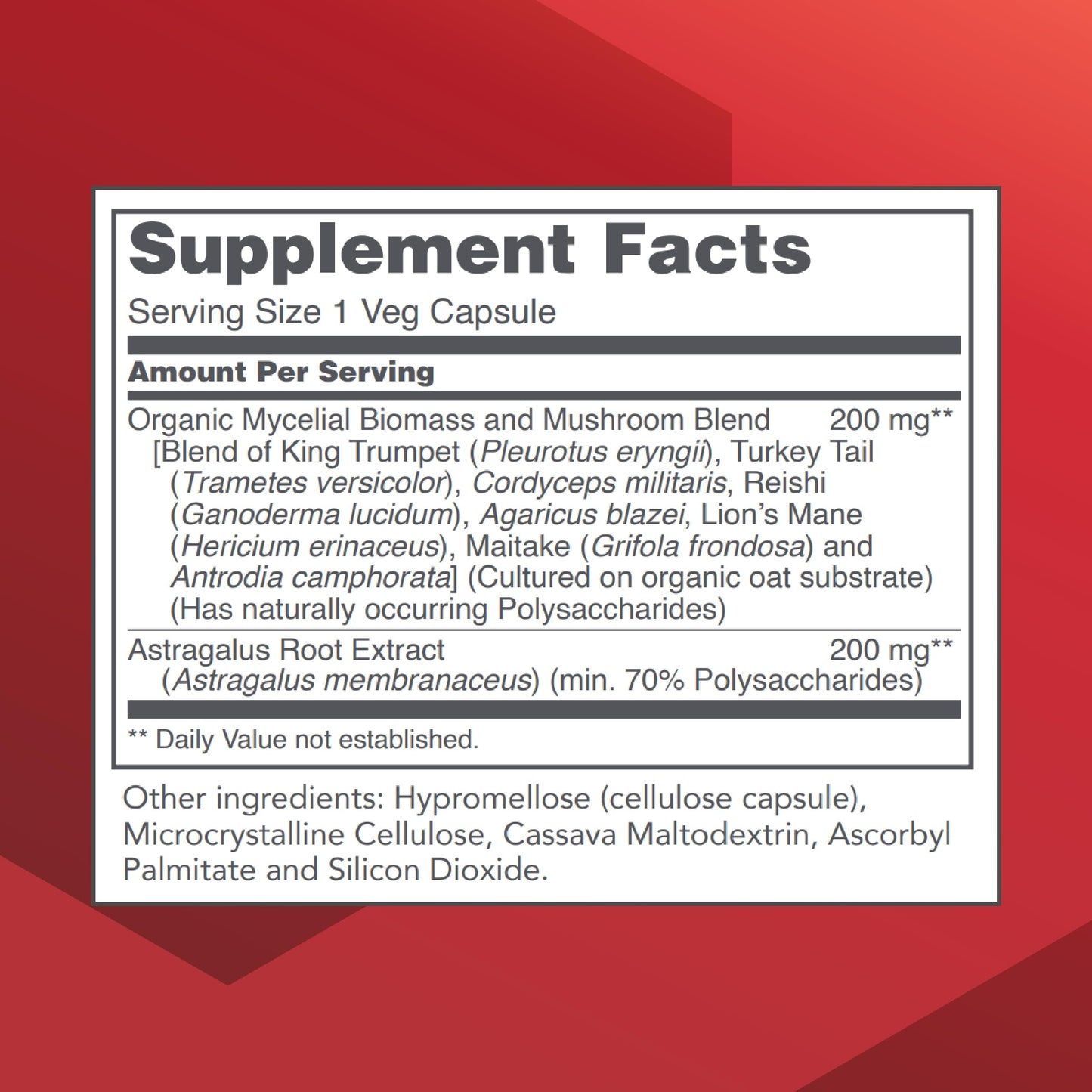 Protocol for Life Balance Mycel Immune Plus Mushroom Blend with Astragalus Extract Immune Support Supplement, 90 Capsules