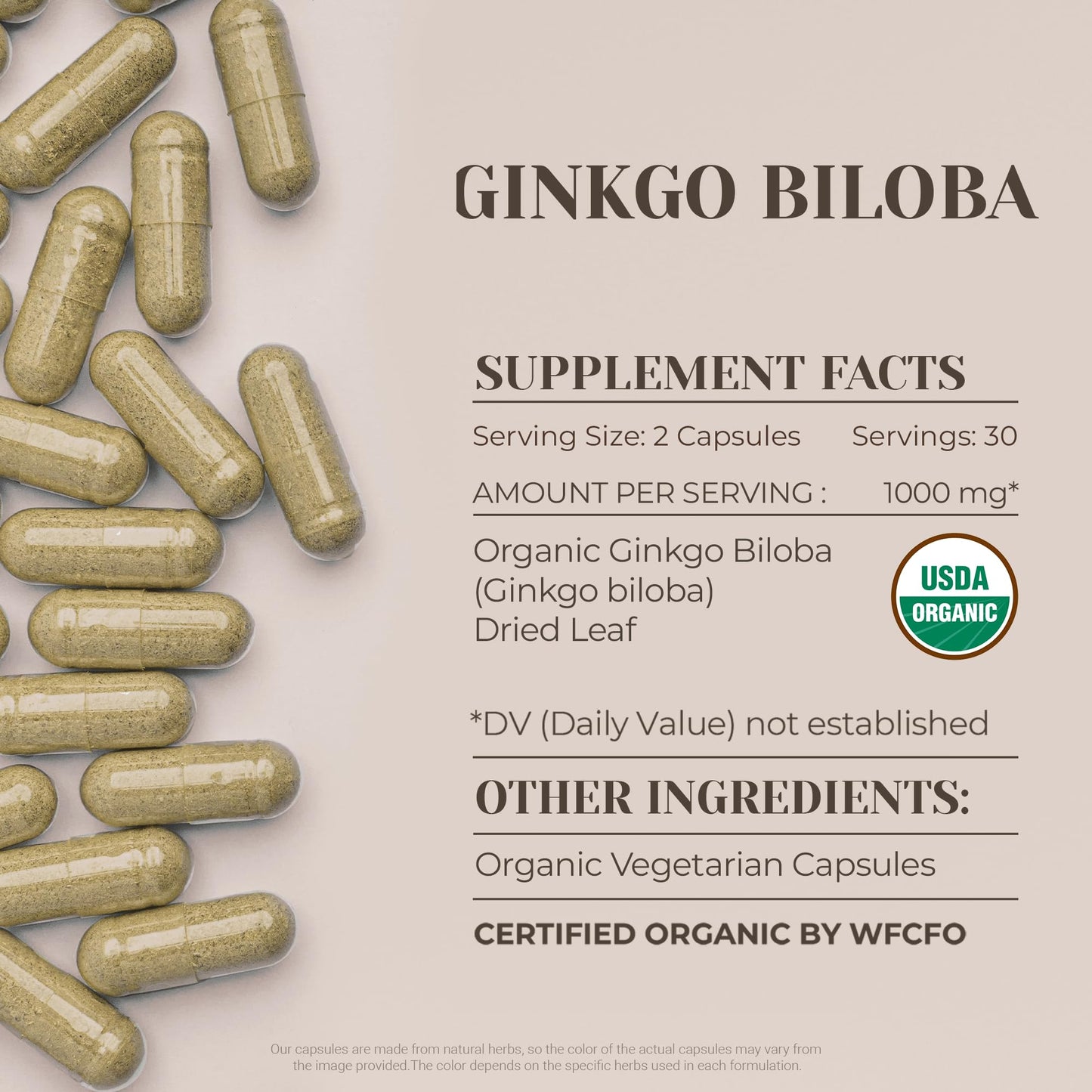 Garden Organics Ginkgo Biloba Capsules 60 Count