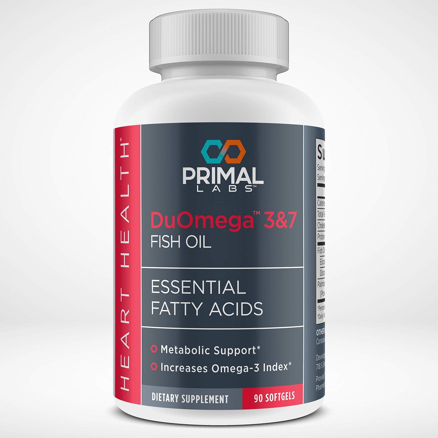 Primal Labs DuOmega 3&7 Fish Oil Supplement with Omega 3 and Omega 7, 90 Capsules