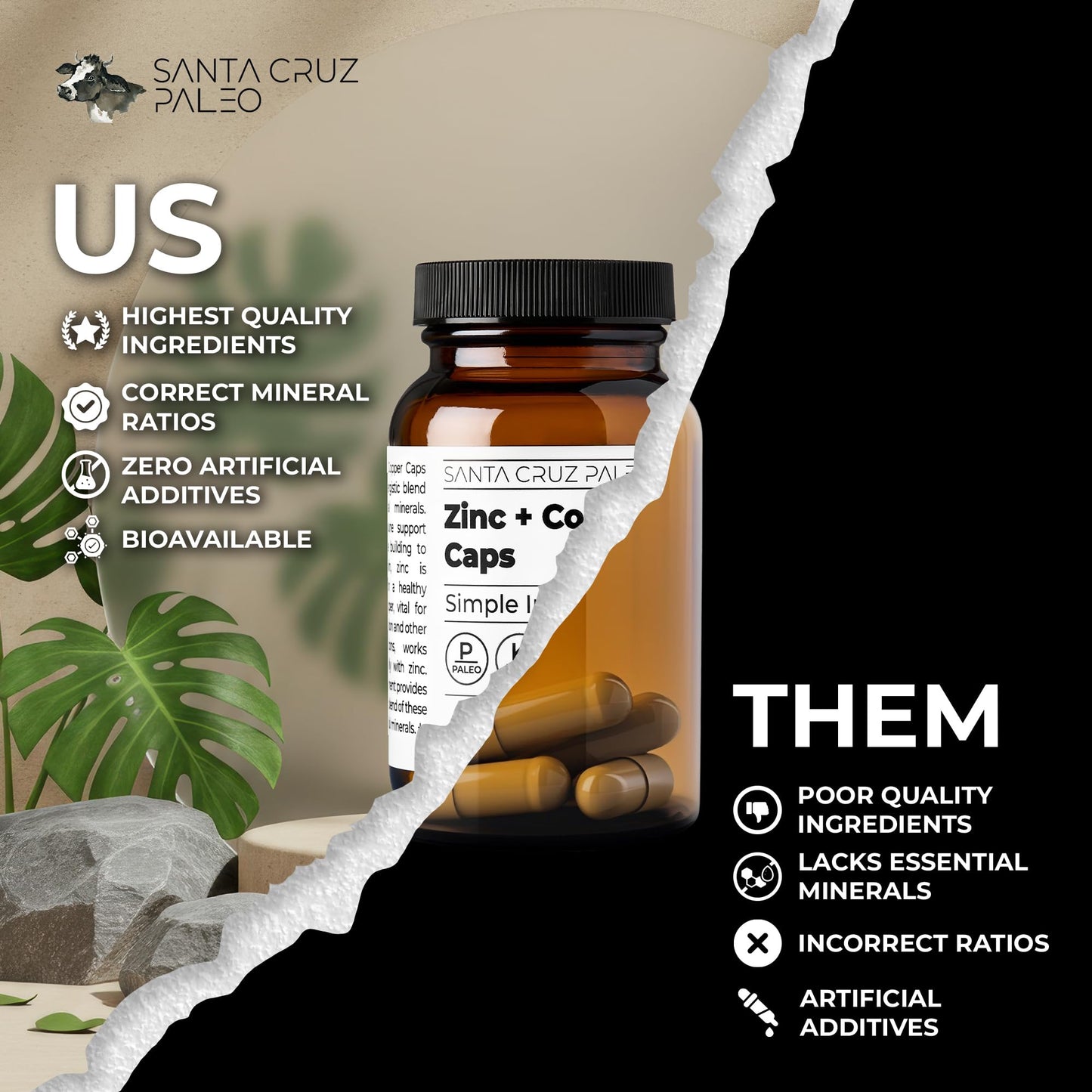 Santa Cruz Paleo Zinc & Copper Mineral Supplement Capsule, 60 Capsules
