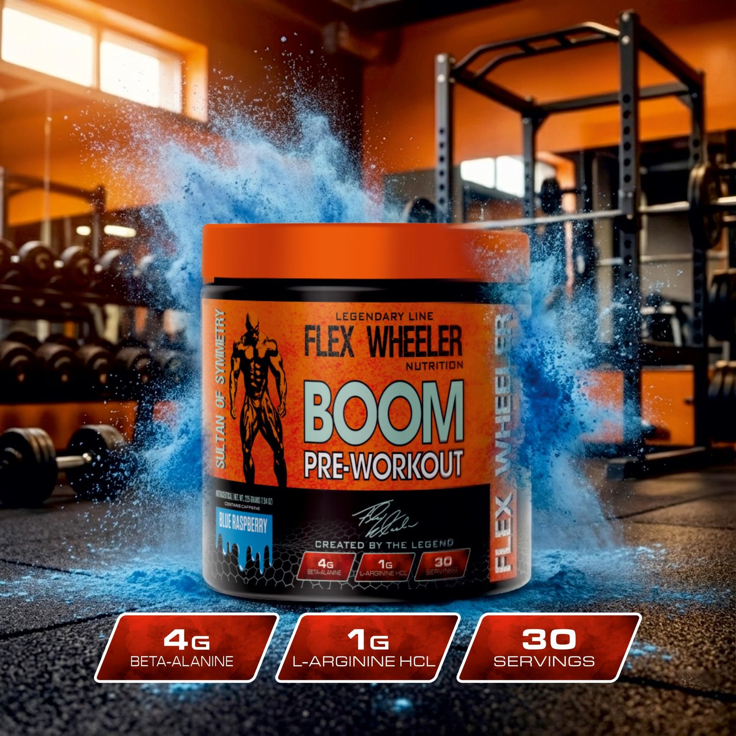 FLEX WHEELER NUTRITION Boom Pre Workout Powder 7.94 oz