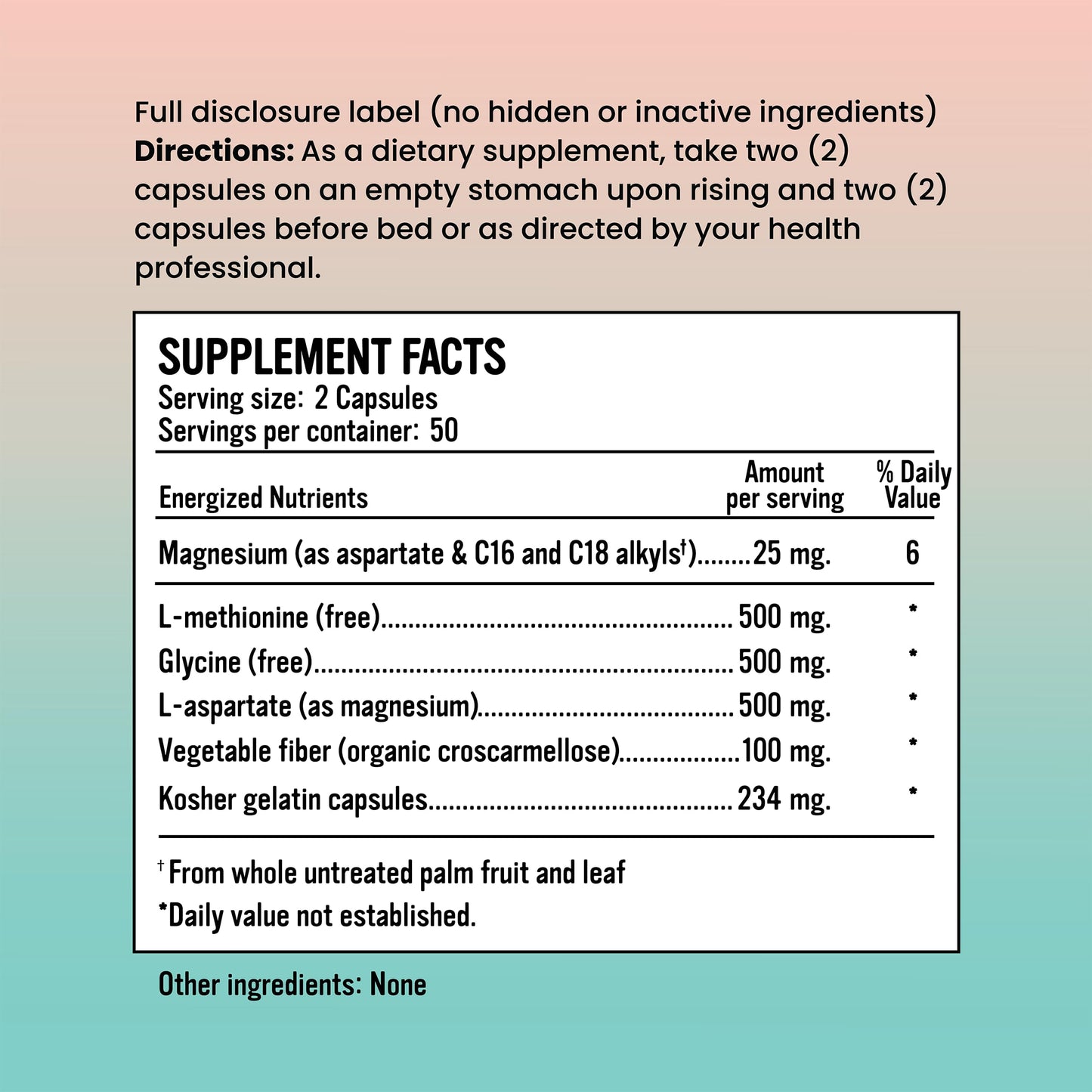 Alkaline for Life Mind + Mood - Mood & Sleep Support Supplement with L-Methionine, Glycine & Magnesium Aspartate, Calming Amino Acid Formula for Adults, Clean Label, 100 Capsules