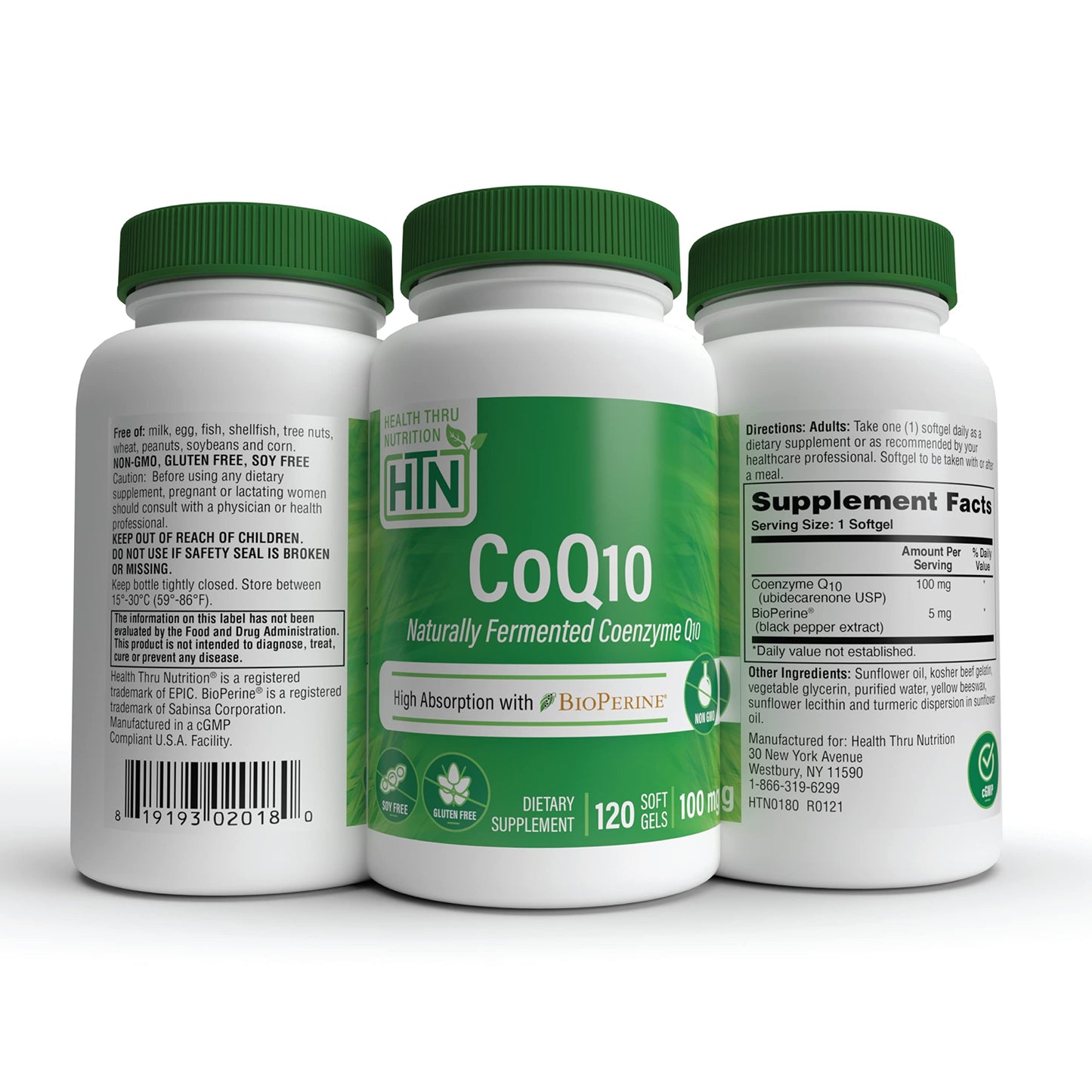 Health Thru Nutrition CoQ-10 100mg with BioPerine Softgels, 360 Count