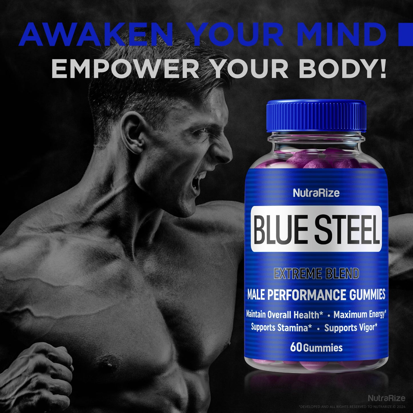 NutraRize Blue Steel Gummies for Men, Gummies, 120 Count
