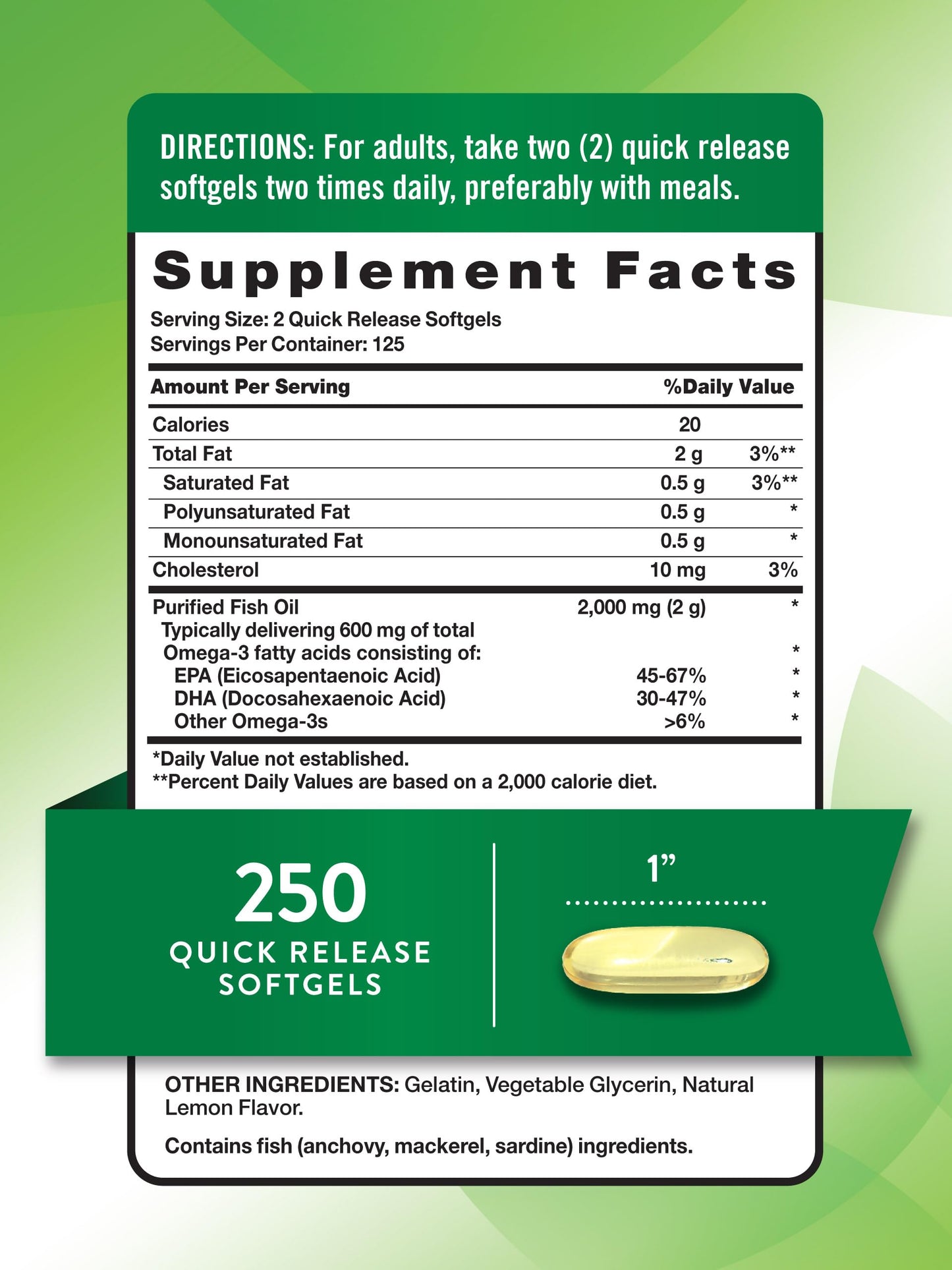 Nature's Truth Fish Oil Softgels 250
