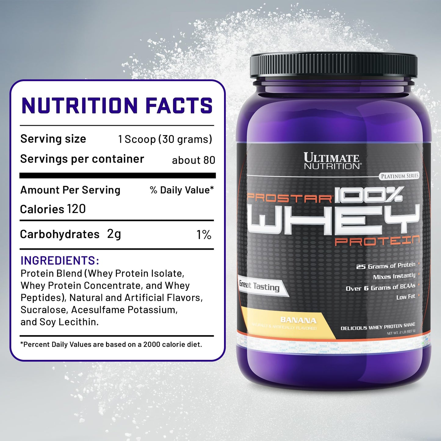 Ultimate Nutrition Prostar Whey Protein Isolate Banana Powder, 32 Servings