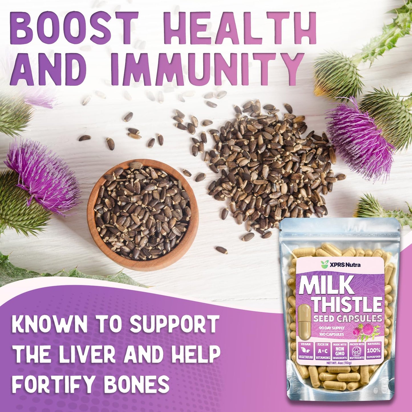 XPRS Nutra Milk Thistle Seed Capsules, 180 Capsules